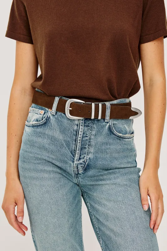 RYDER BELT - CHOCOLATE SUEDE sold by Rails
