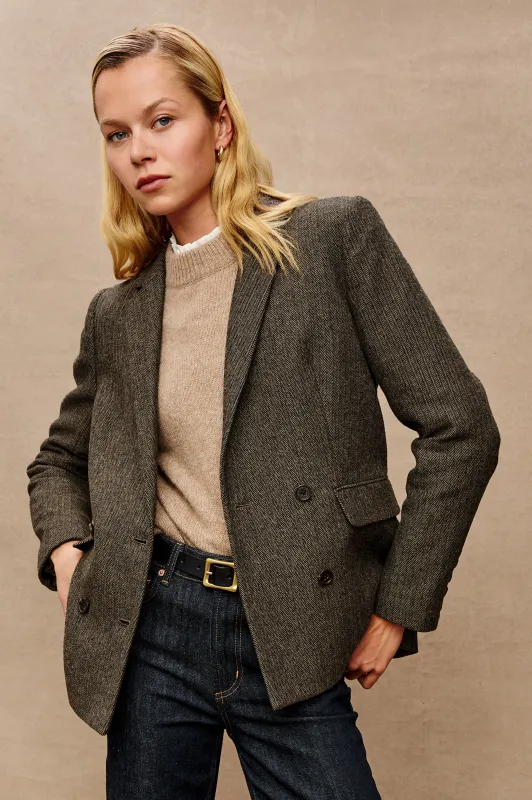 JAC BLAZER - CAMEL BLACK HERRINGBONE sold by Rails