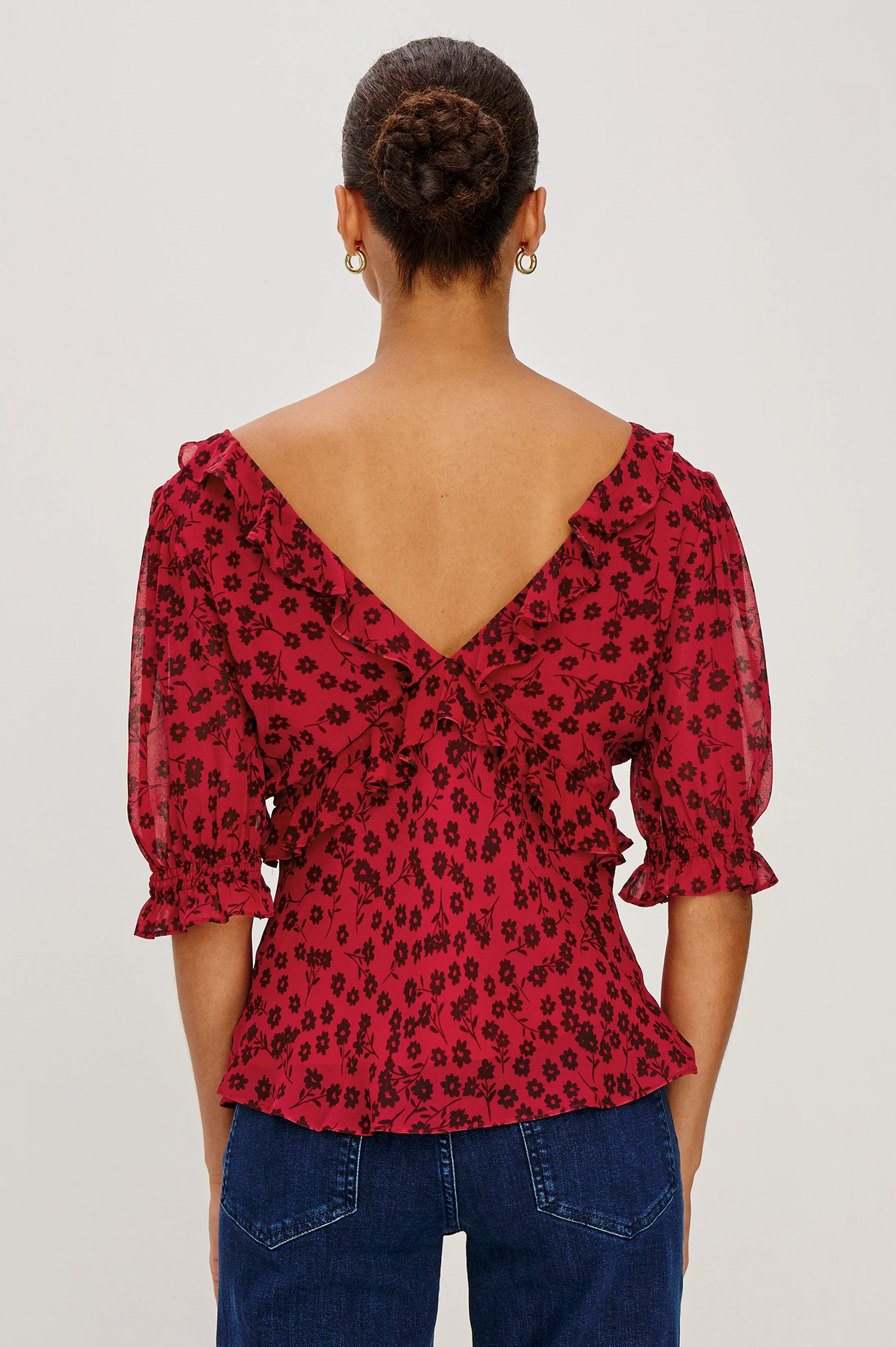 MIRAMAR TOP - CARMINE DAISIES sold by Rails product image thumbnail 5
