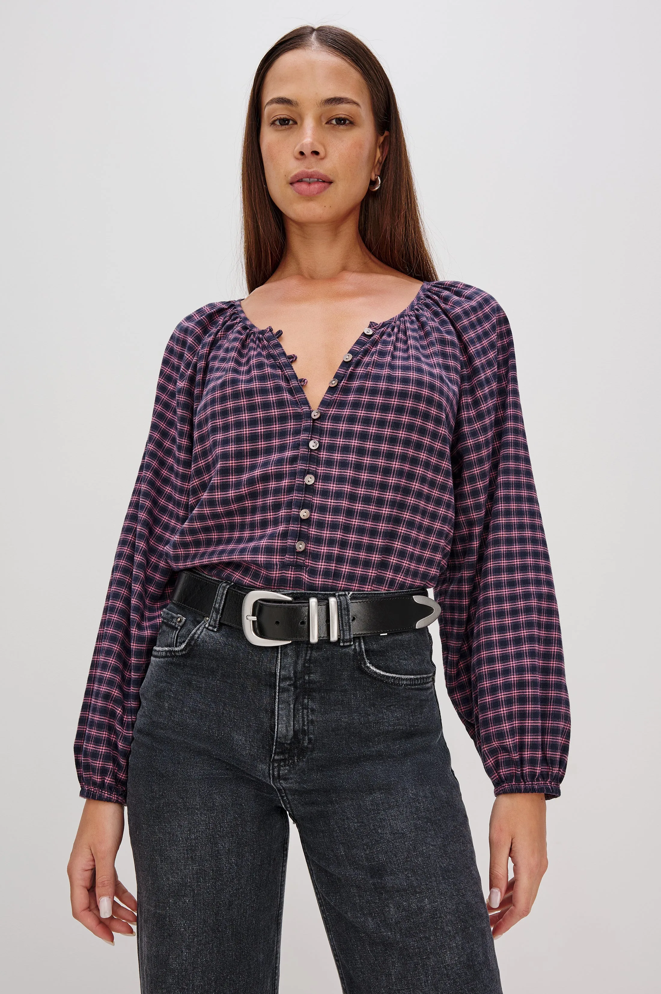 INDI TOP - ROSE CHECK sold by Rails