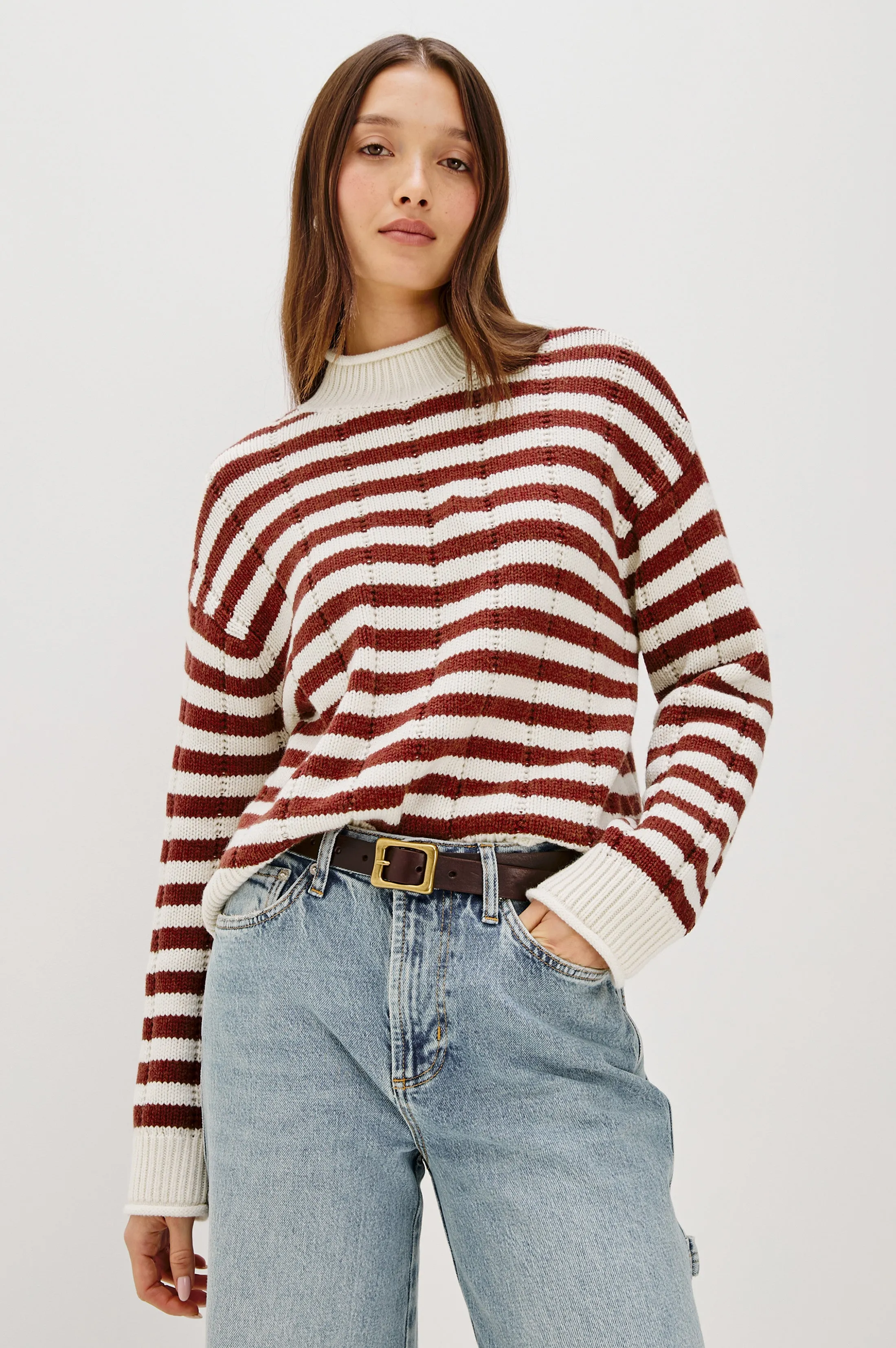 CORRINE SWEATER - IVORY RUSSET STRIPE sold by Rails product image thumbnail 3