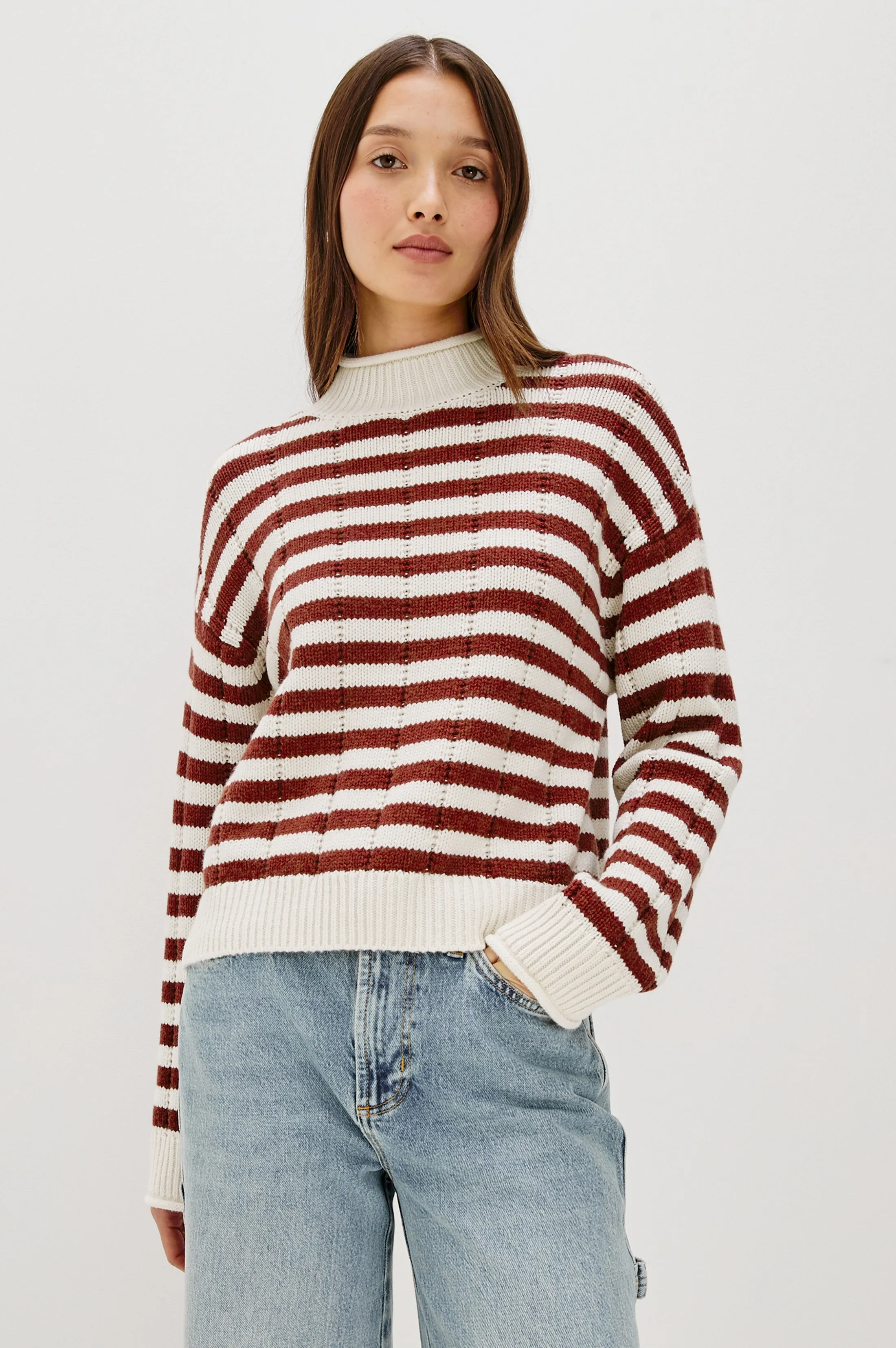 CORRINE SWEATER - IVORY RUSSET STRIPE sold by Rails