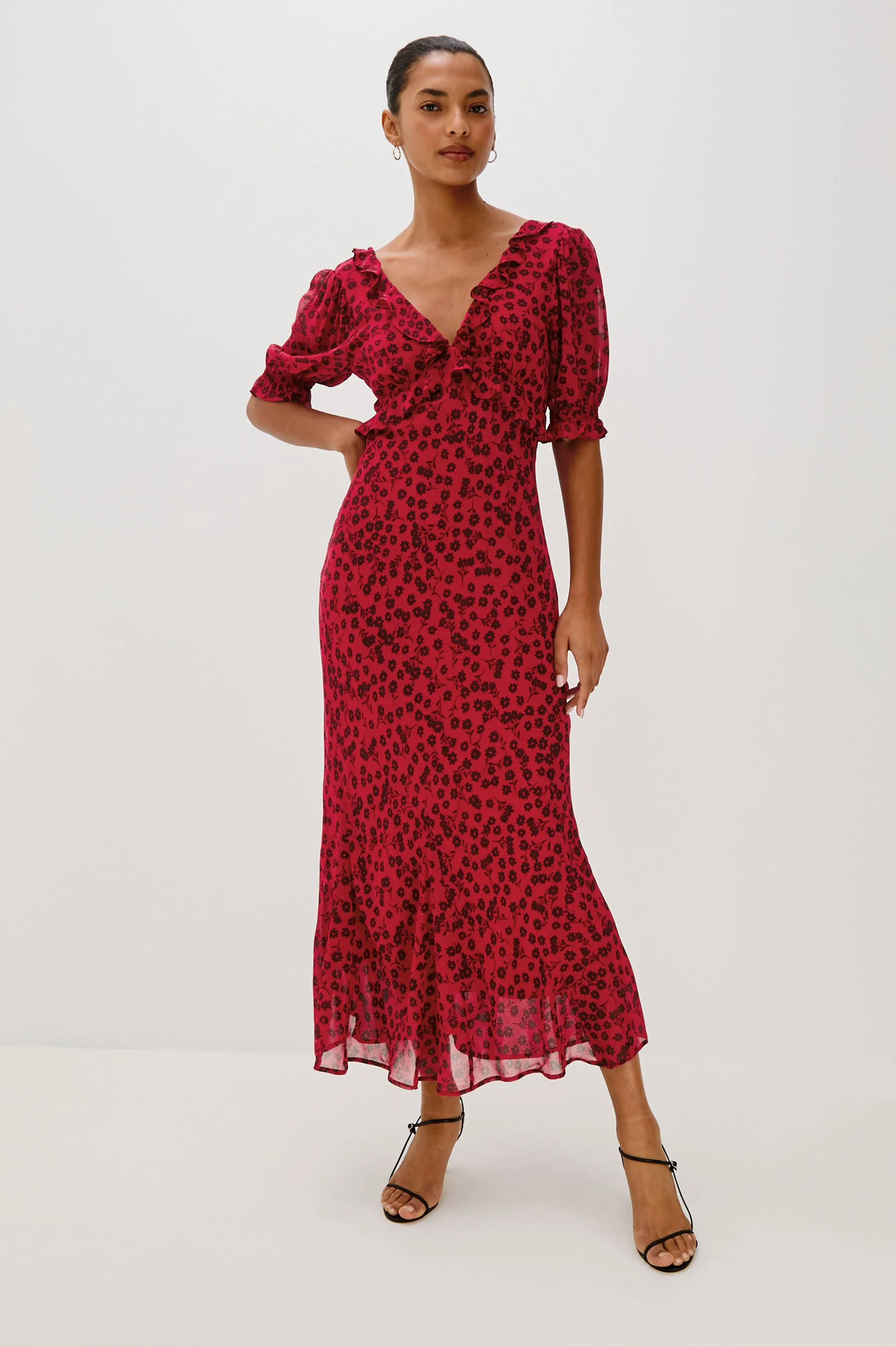 ANNMARIE DRESS - CARMINE DAISIES sold by Rails