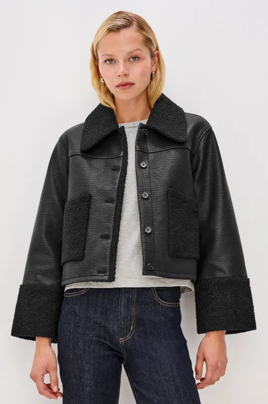 DRIA JACKET - BLACK SHEARLING sold by Rails