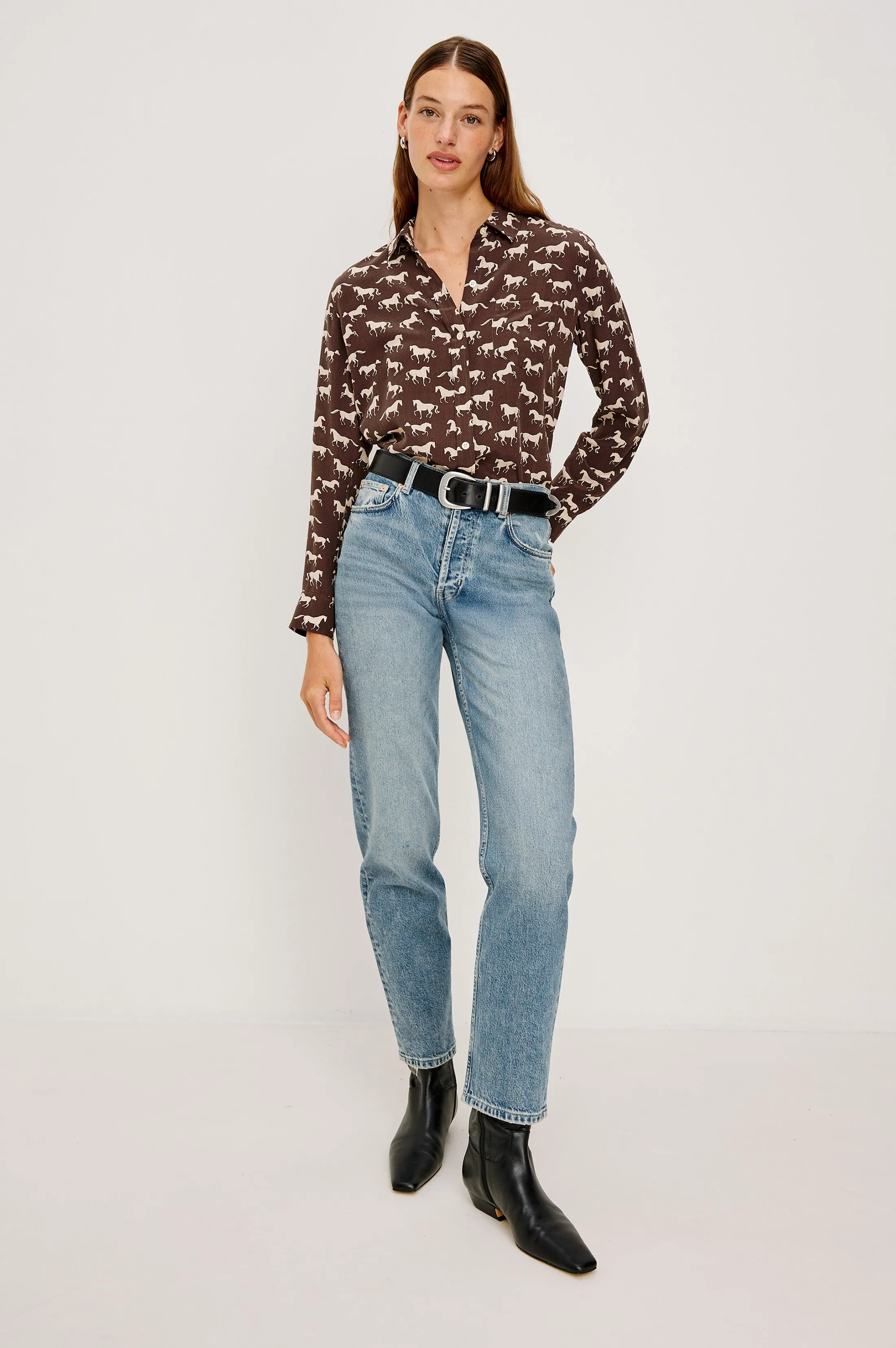 KATE SHIRT - IVORY HORSES sold by Rails product image thumbnail 3