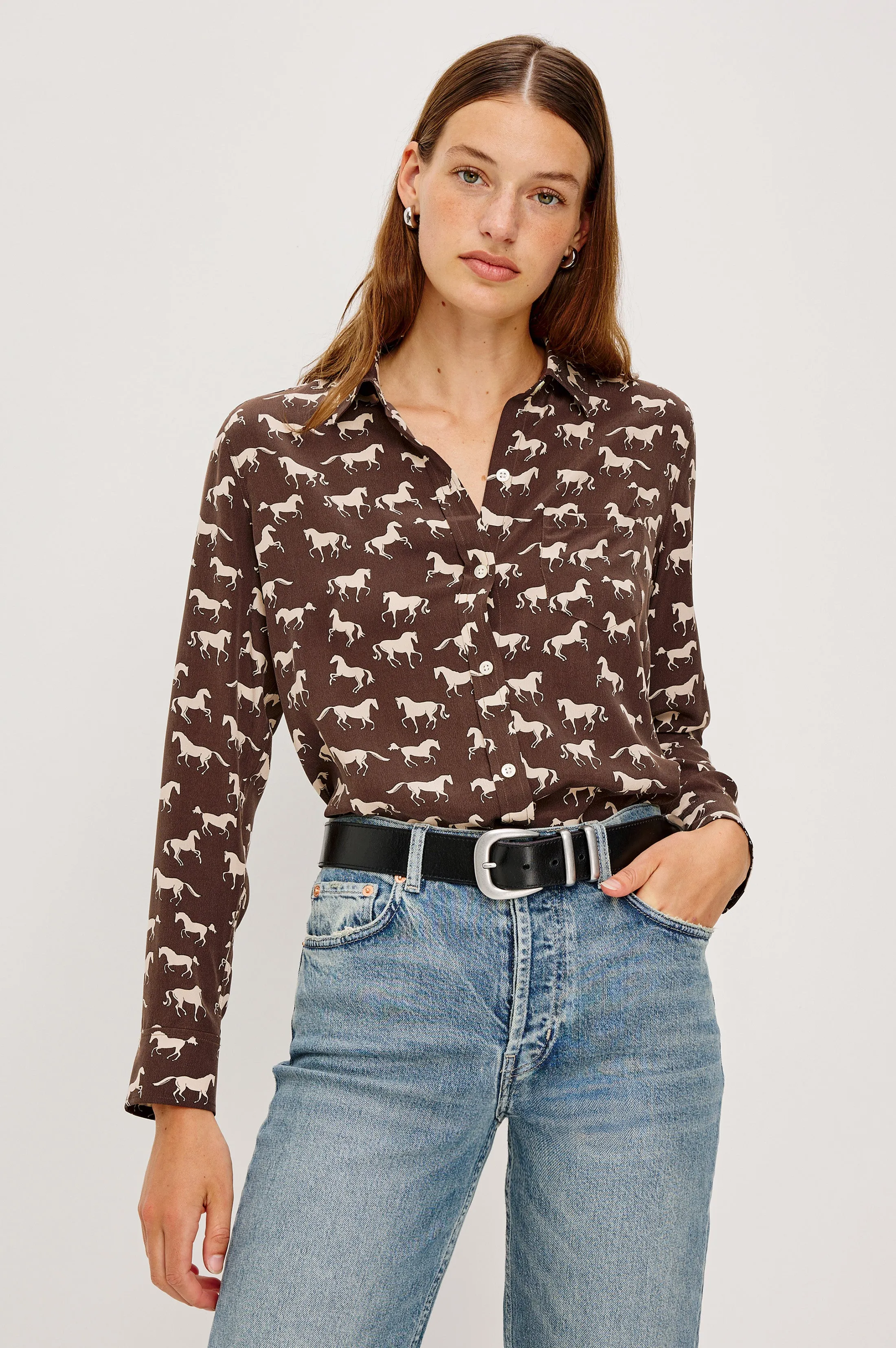 KATE SHIRT - IVORY HORSES sold by Rails product image thumbnail 4