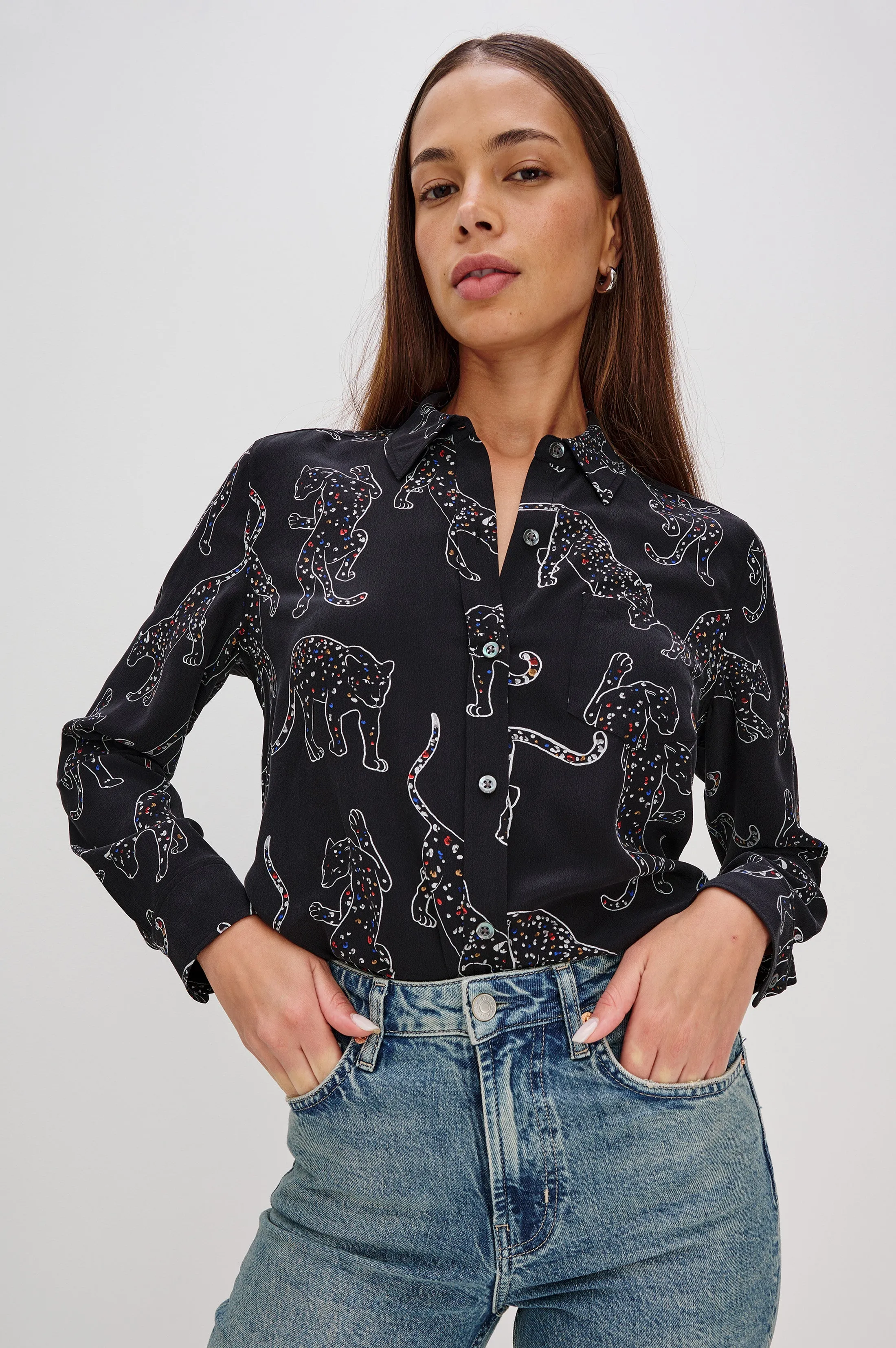 KATE SHIRT - BLACK JAGUARS sold by Rails