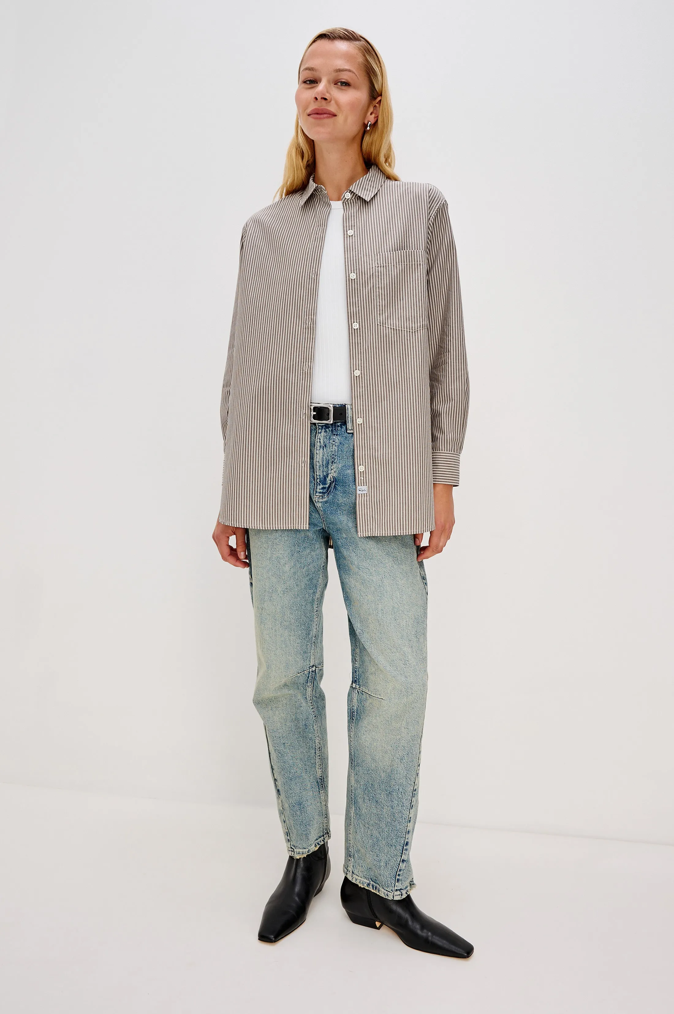 ELSA SHIRT - NOIR STRIPE sold by Rails product image thumbnail 3