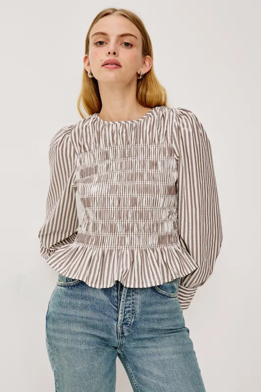 TABI TOP - ESPRESSO IVORY STRIPE sold by Rails