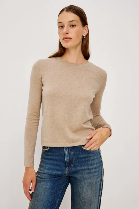 COTTON CASHMERE LONG SLEEVE T-SHIRT - HEATHER OAT sold by Rails