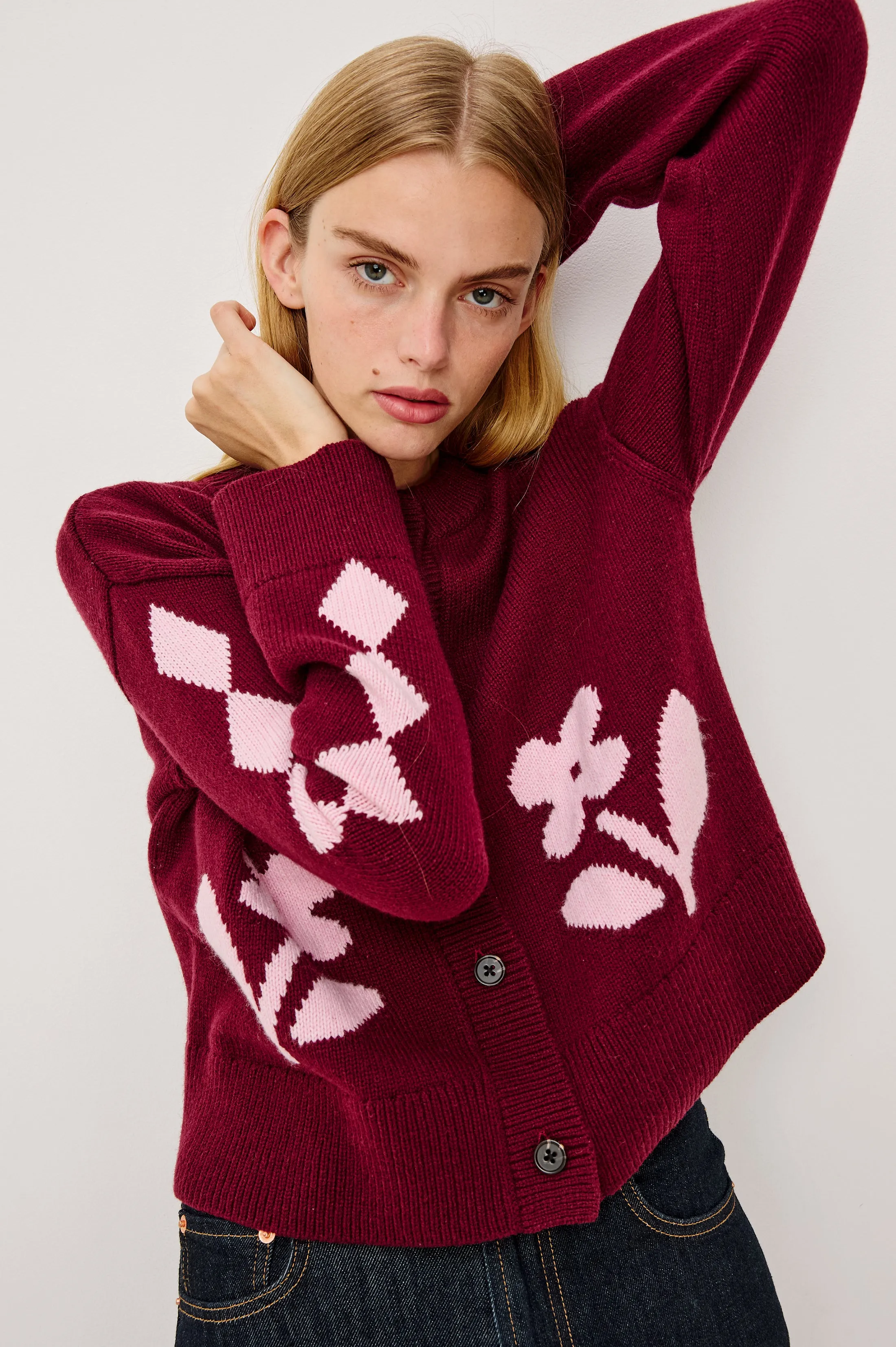 MAVIE CARDIGAN - GARNET DAISY sold by Rails product image thumbnail 3