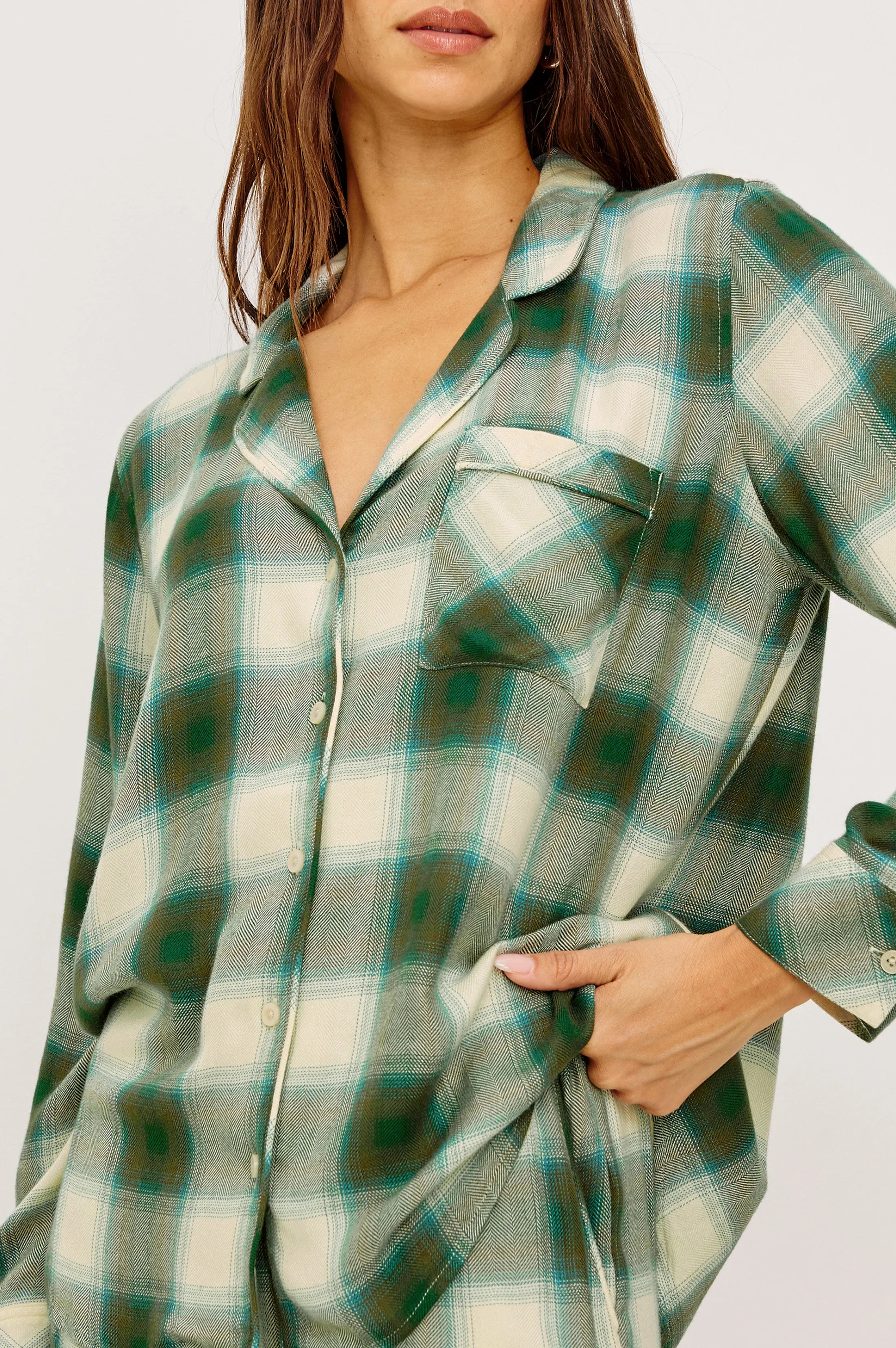 LUNA PAJAMA SET - IVORY OLIVE TEAL sold by Rails product image thumbnail 2