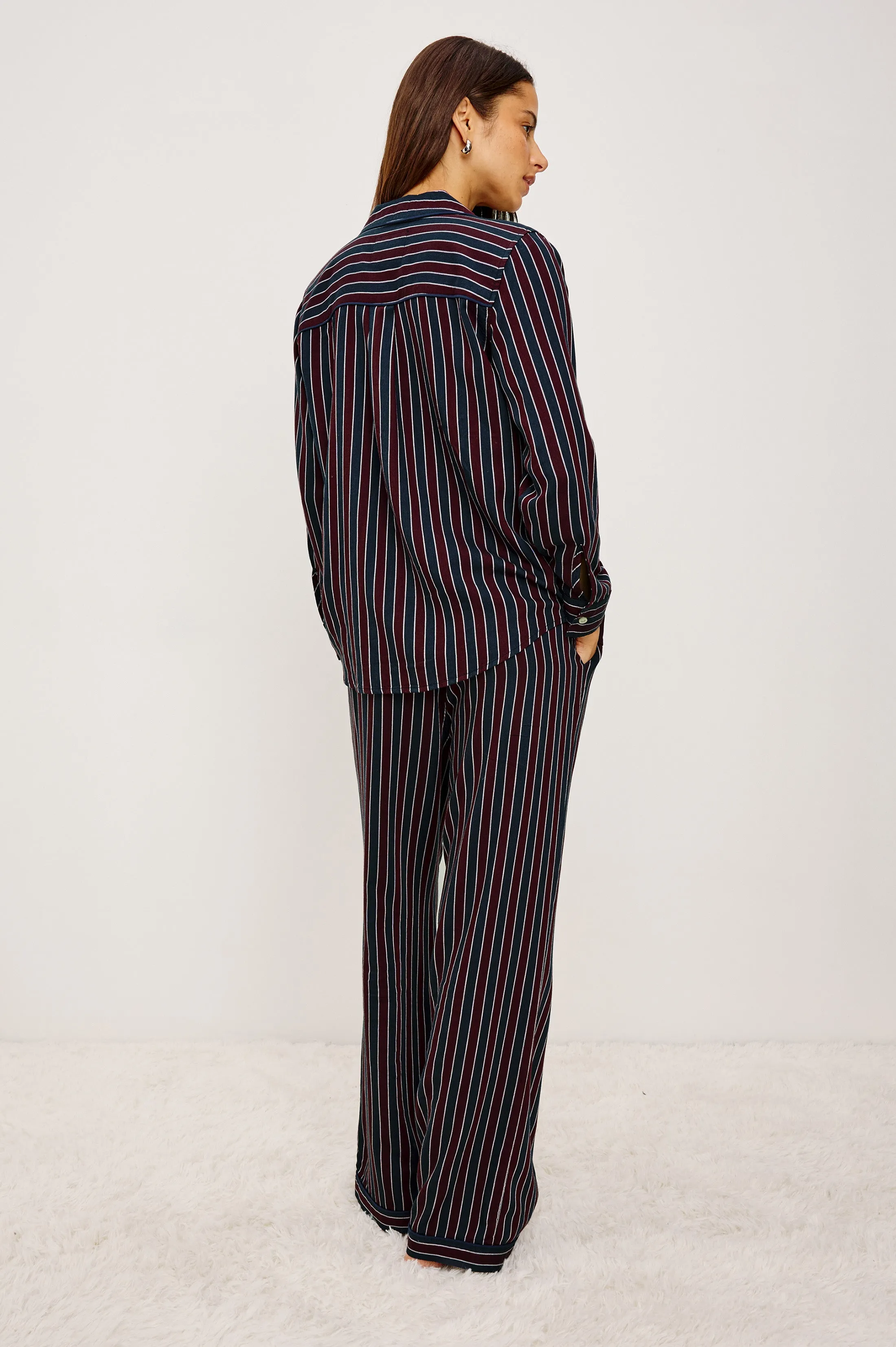 LUNA PAJAMA SET - NAVY OXBLOOD STRIPE sold by Rails product image thumbnail 5