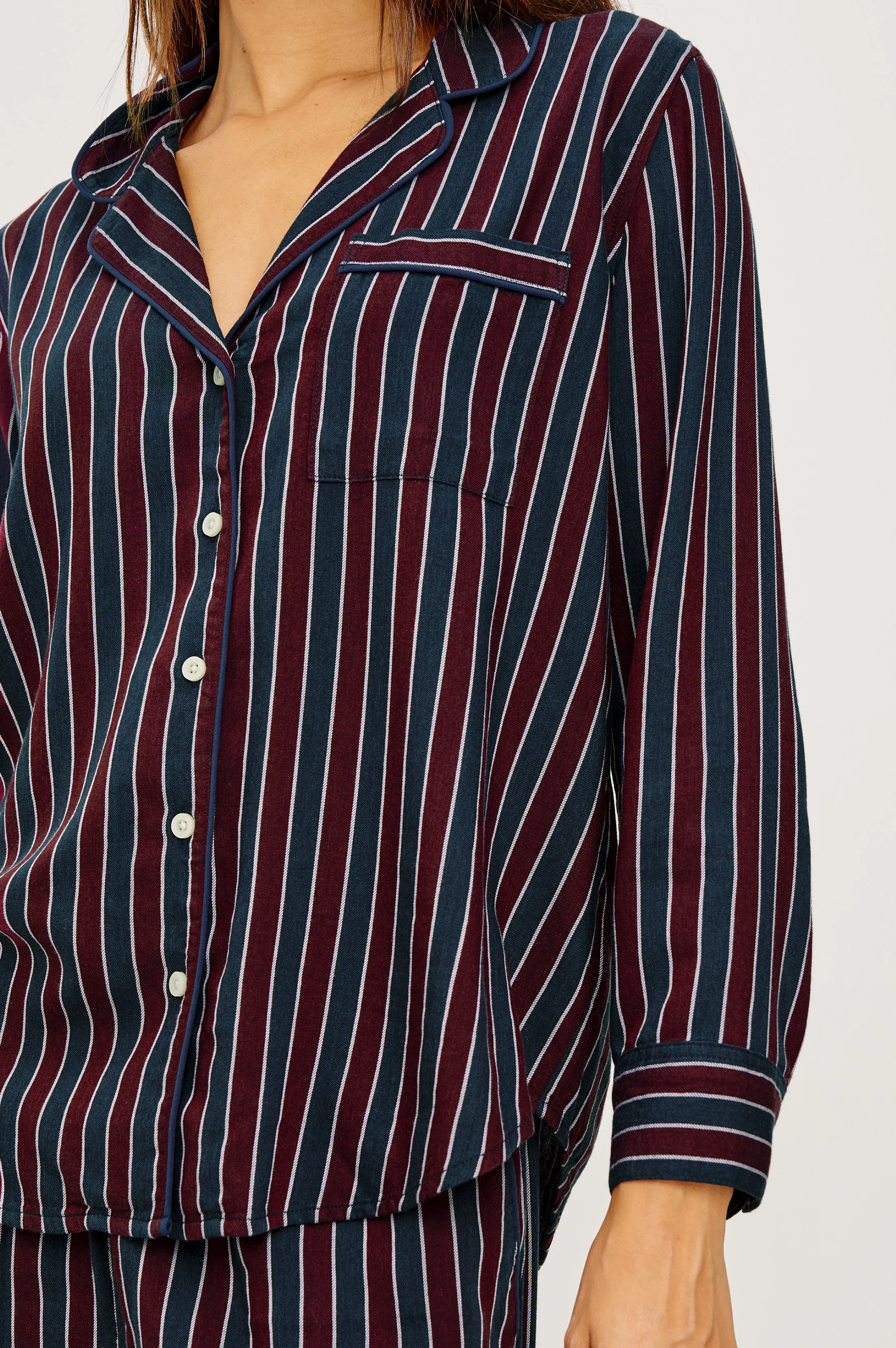 LUNA PAJAMA SET - NAVY OXBLOOD STRIPE sold by Rails product image thumbnail 2