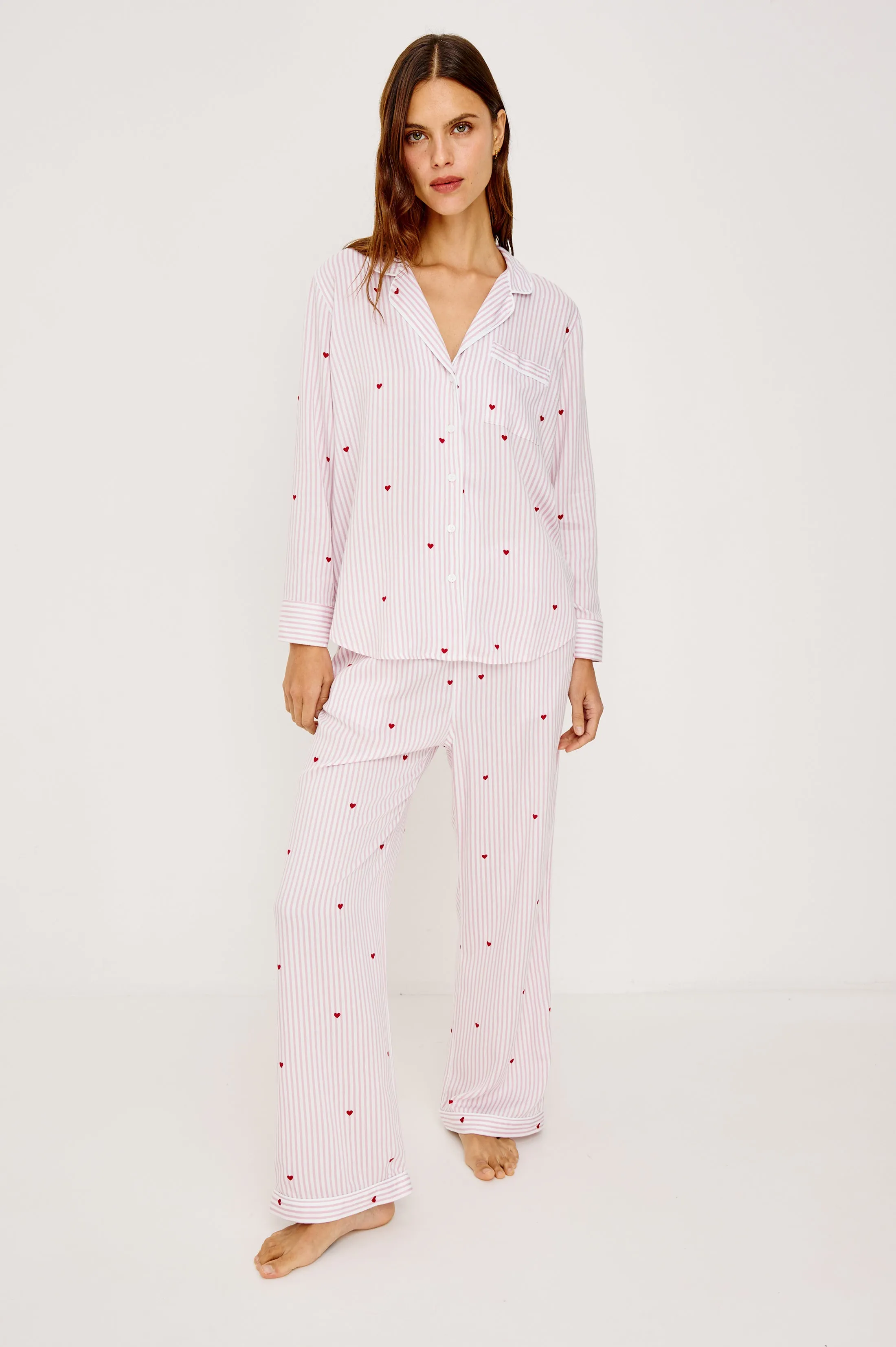 LUNA PAJAMA SET - ROSE STRIPE HEARTS sold by Rails product image thumbnail 3