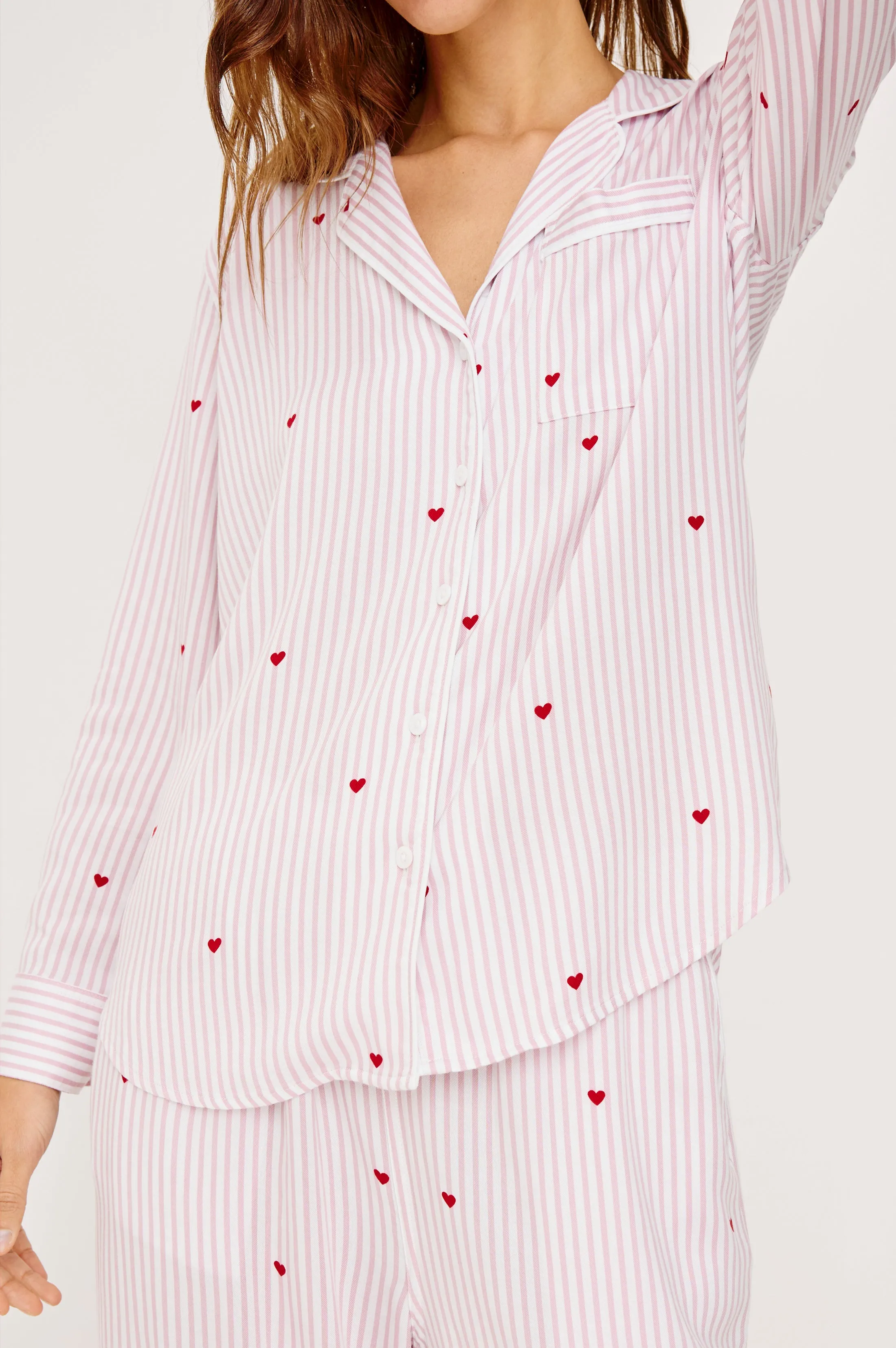 LUNA PAJAMA SET - ROSE STRIPE HEARTS sold by Rails product image thumbnail 2