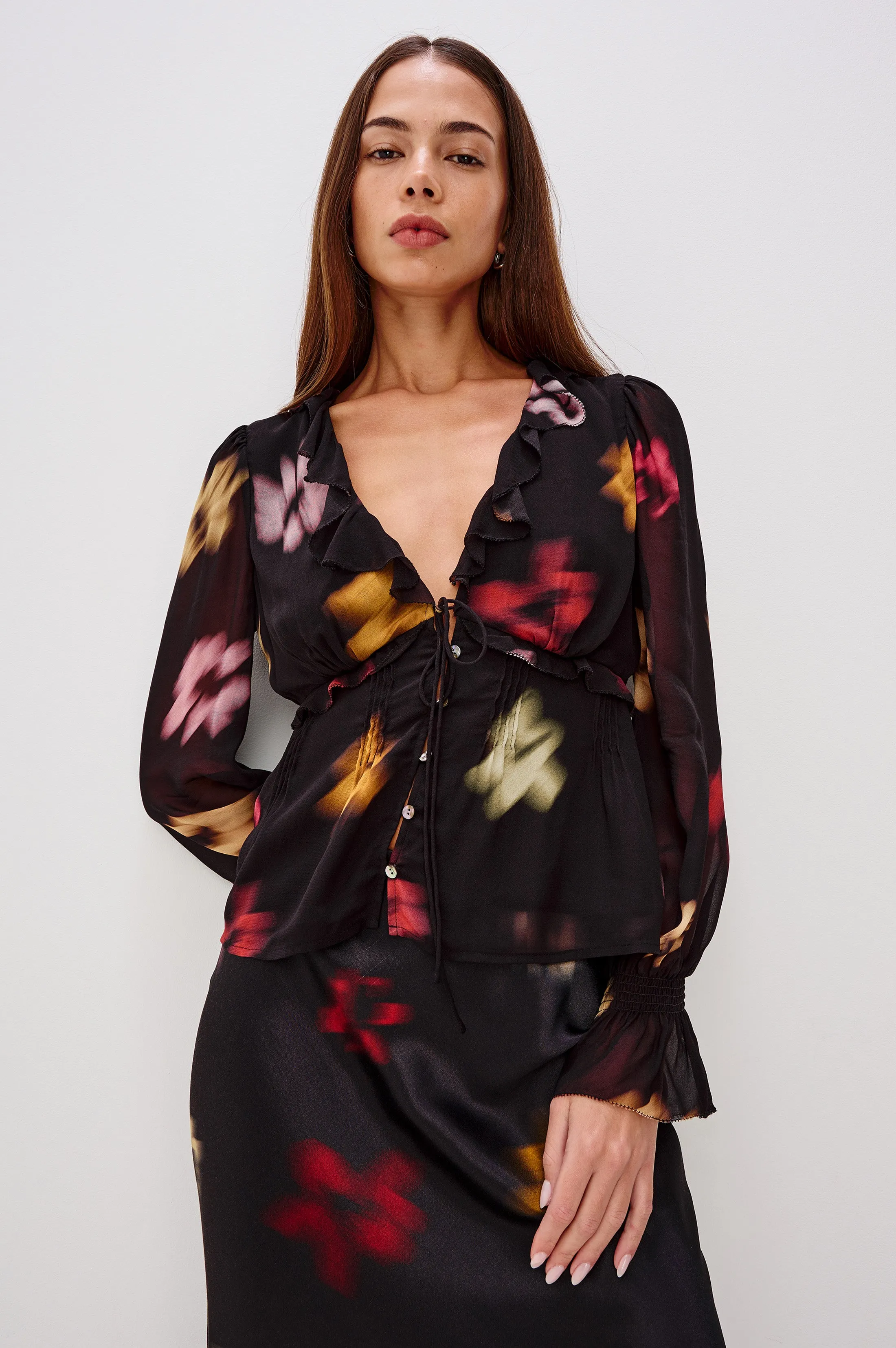 ALIXA TOP - ONYX BLURRED FLORAL sold by Rails product image thumbnail 3