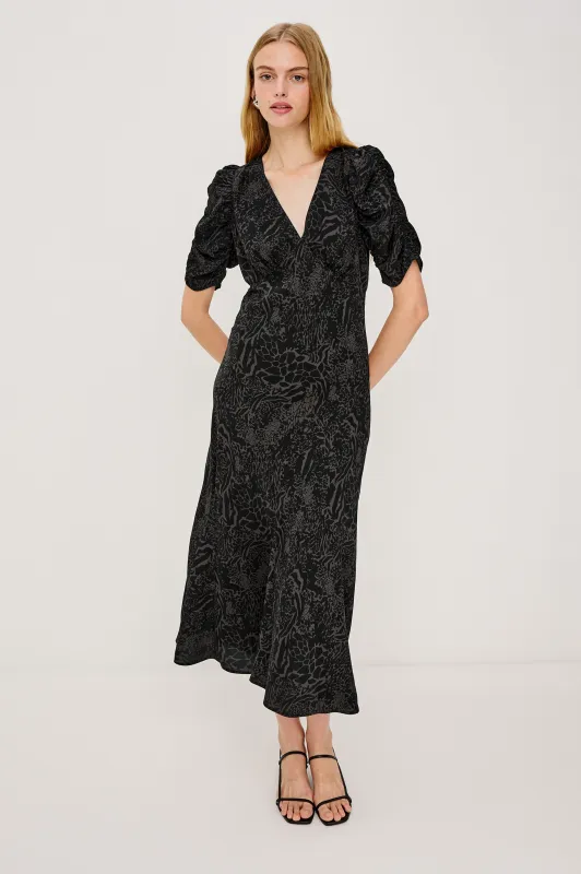 ZARIAH DRESS - CHARCOAL MIXED ANIMAL sold by Rails