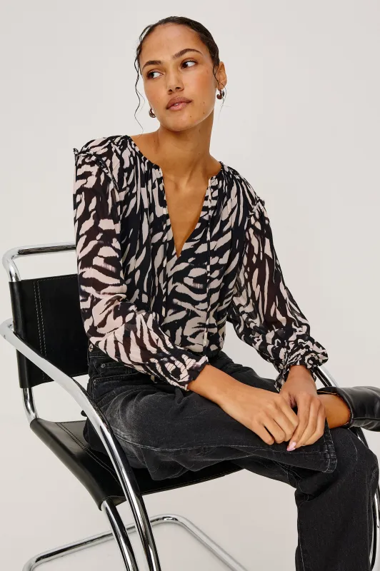MIRNA TOP - IVORY TIGER STRIPE sold by Rails