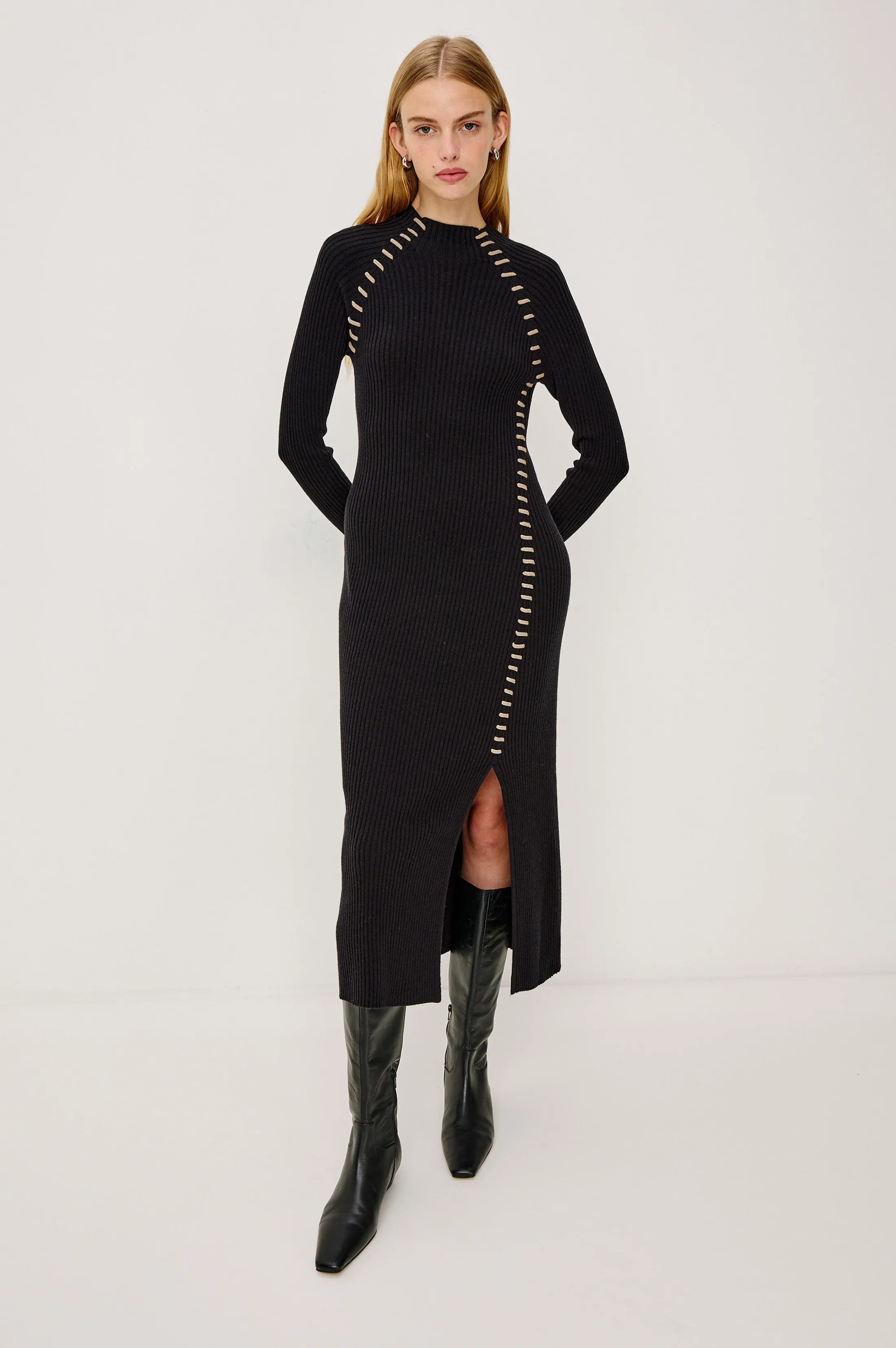 IMARA DRESS - BLACK OAT BLANKET STITCH sold by Rails product image thumbnail 3