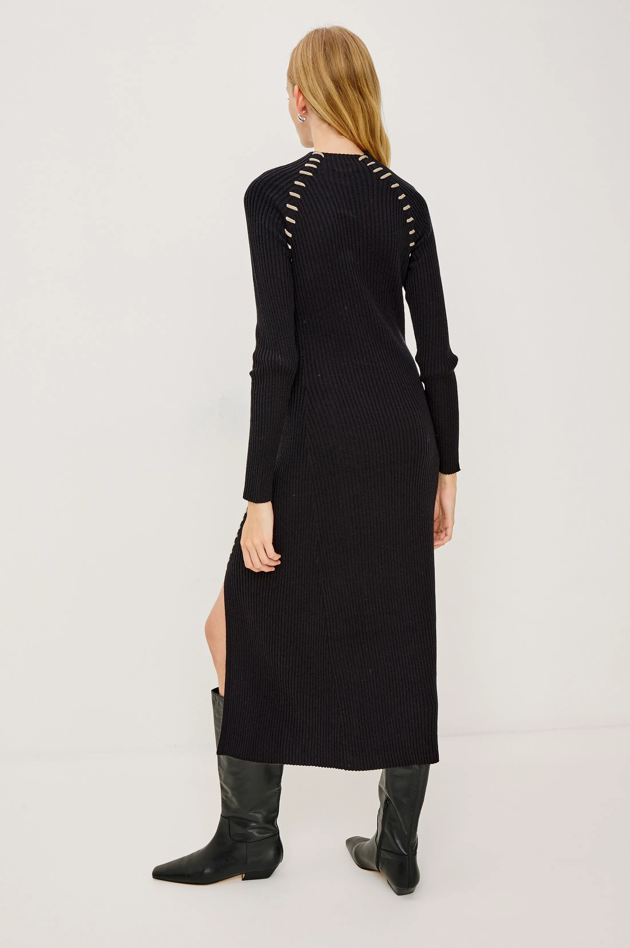 IMARA DRESS - BLACK OAT BLANKET STITCH sold by Rails product image thumbnail 4