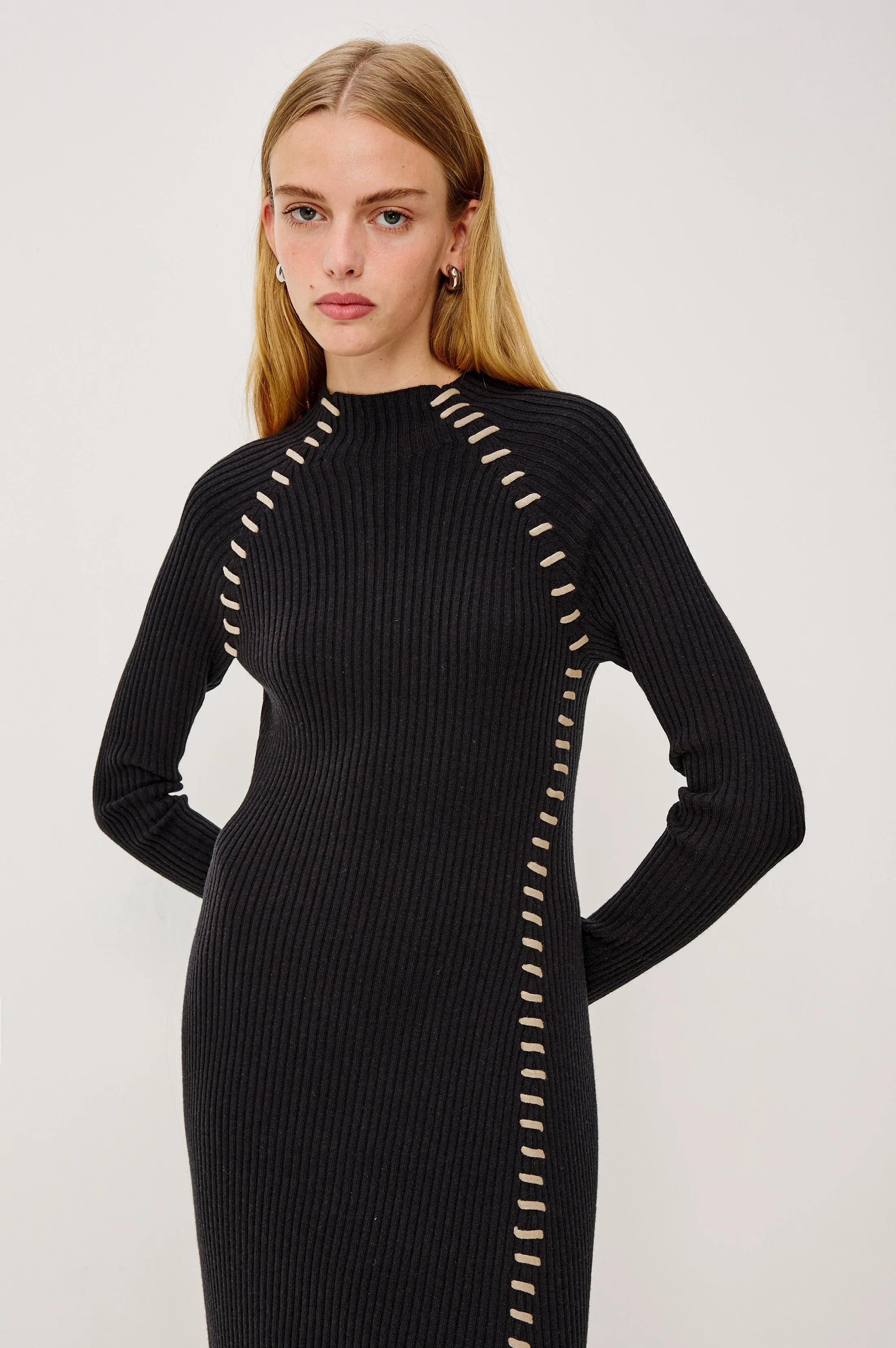 IMARA DRESS - BLACK OAT BLANKET STITCH sold by Rails product image thumbnail 2