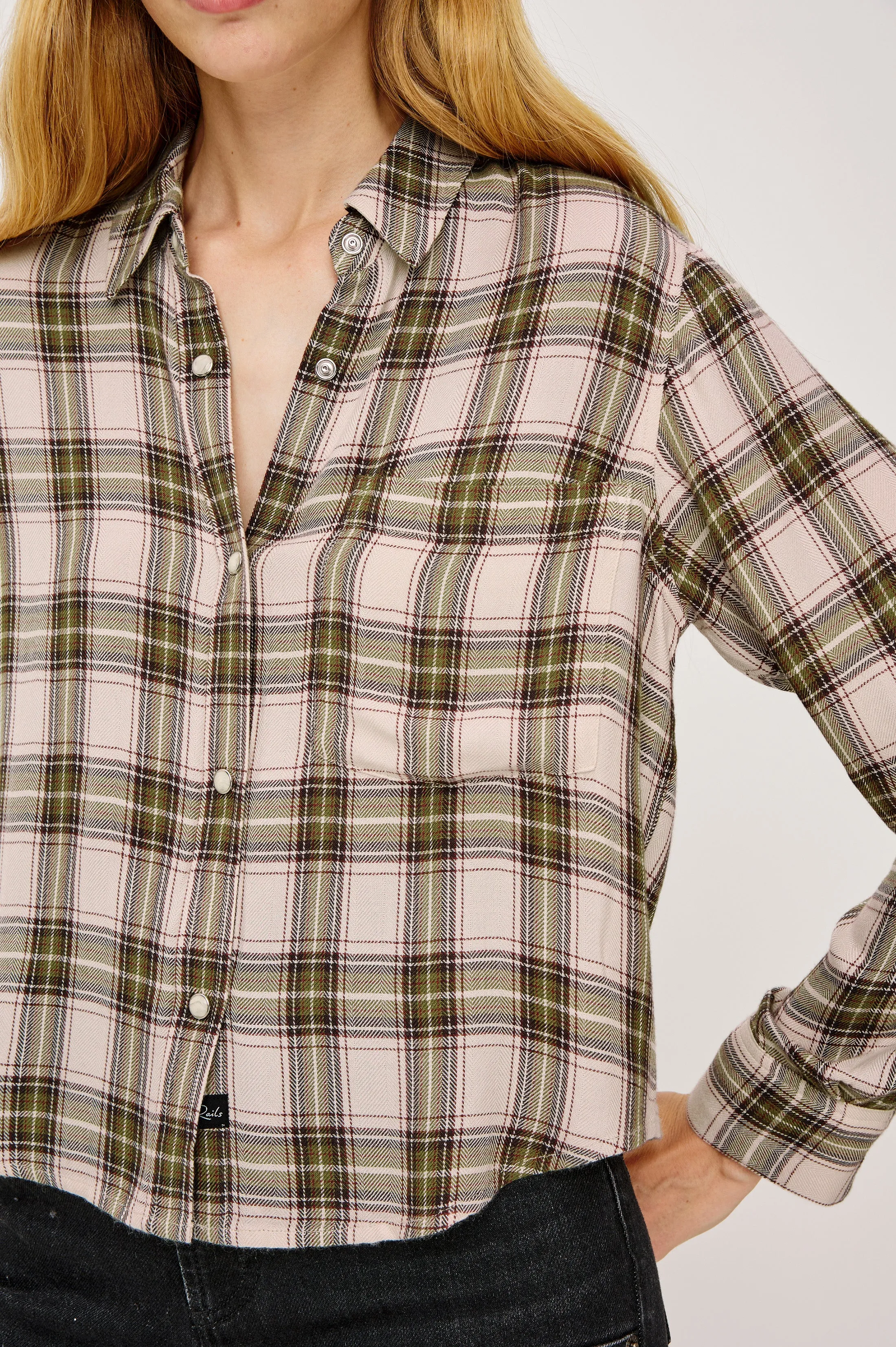 MALIN SHIRT - OLIVE BROWN CREAM sold by Rails product image thumbnail 2