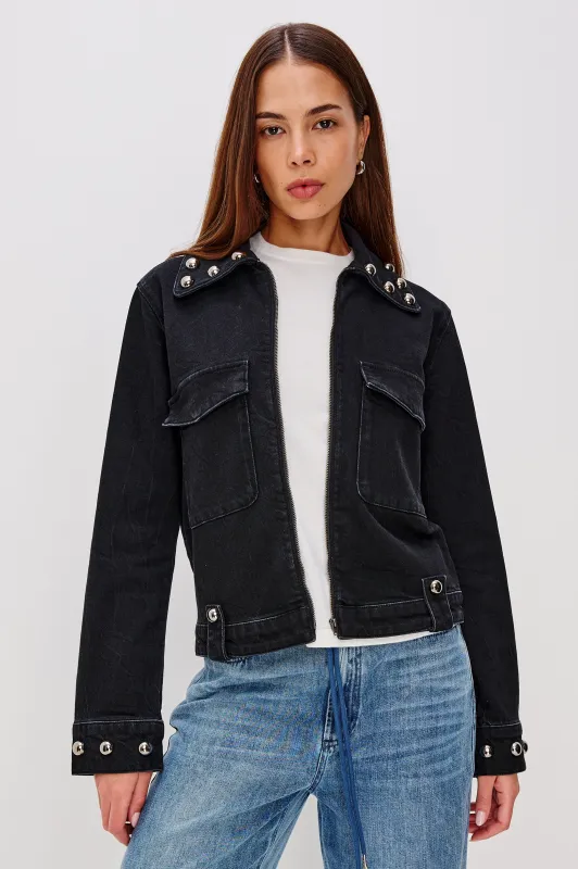 ROXBURY JACKET - BLACK STONE STUDDED made by Rails