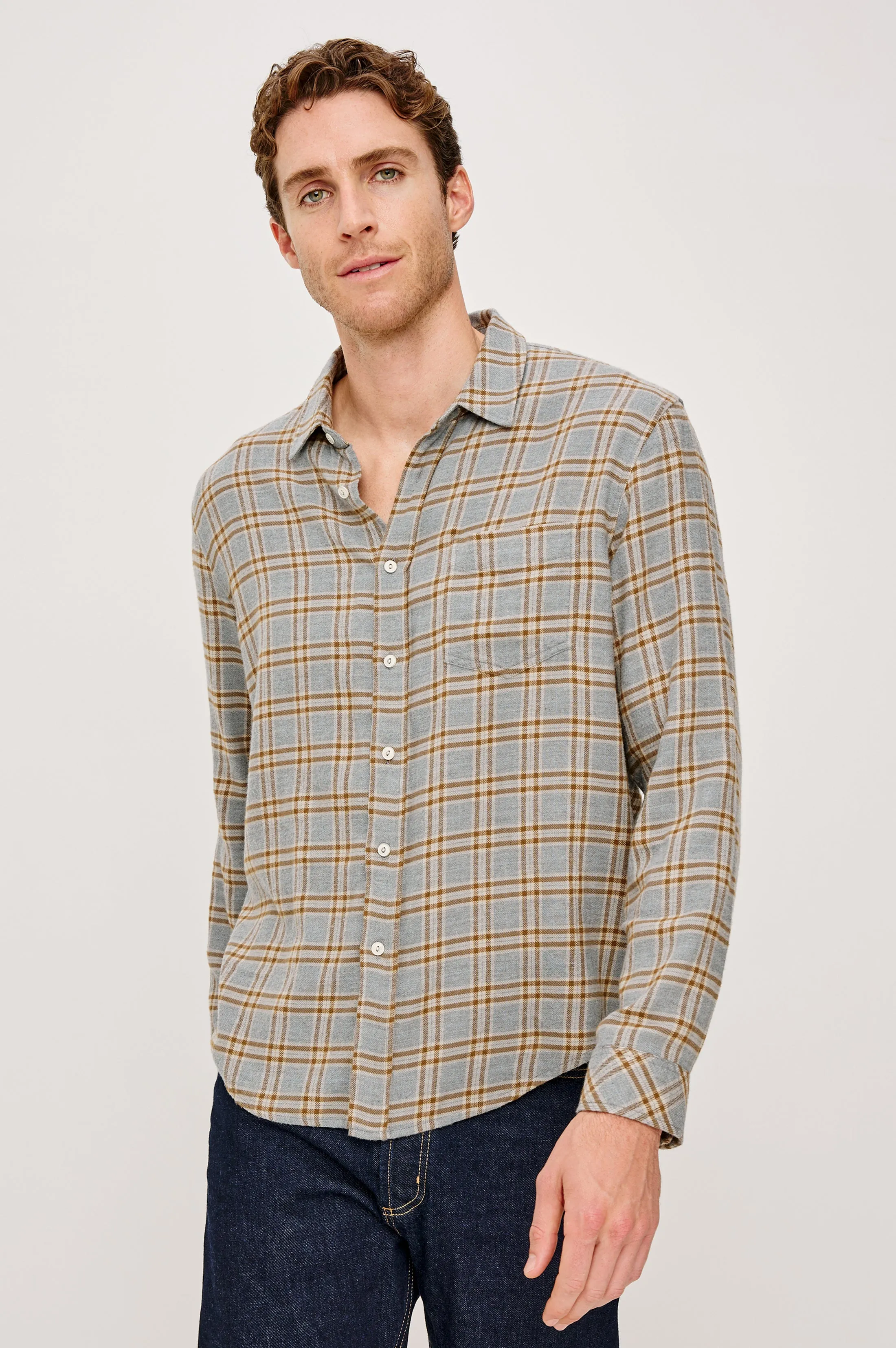 LENNOX SHIRT - SHALE TRUFFLE sold by Rails