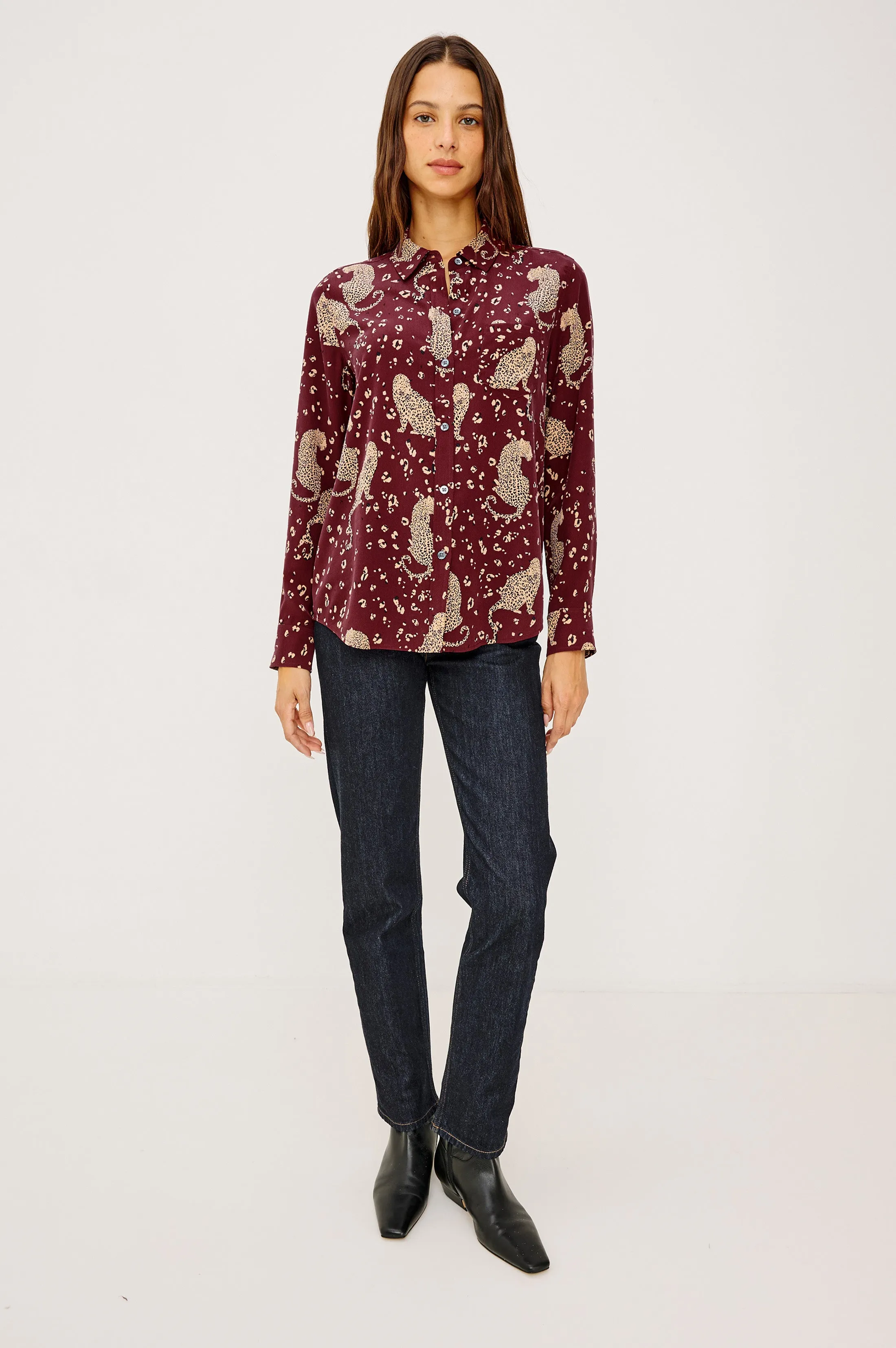 KATE SHIRT - OXBLOOD LEOPARD sold by Rails product image thumbnail 3