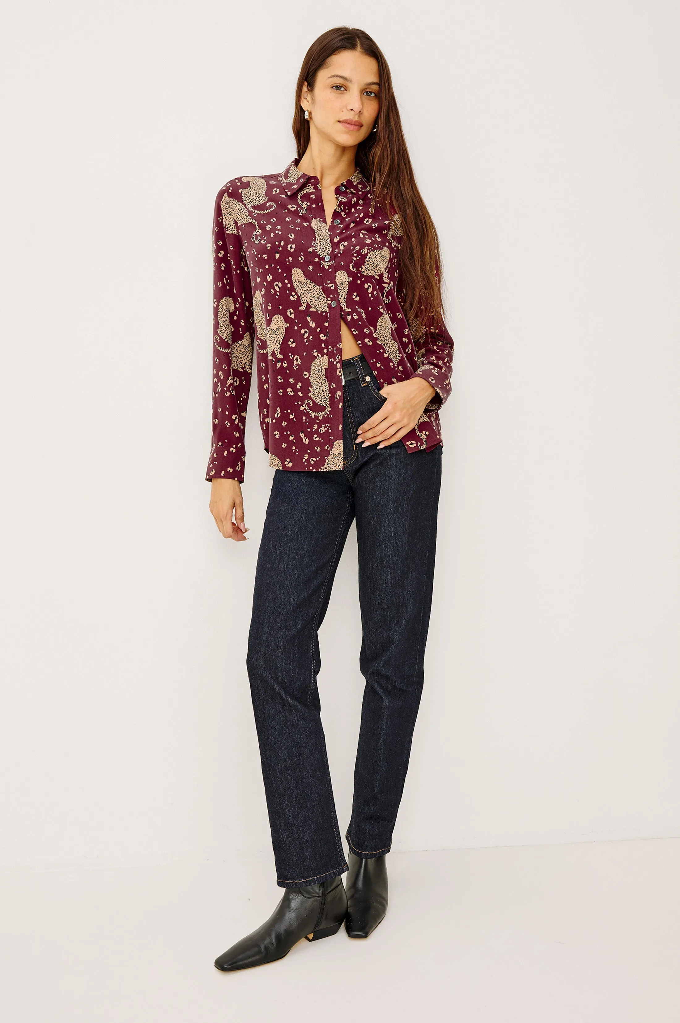 KATE SHIRT - OXBLOOD LEOPARD sold by Rails product image thumbnail 4
