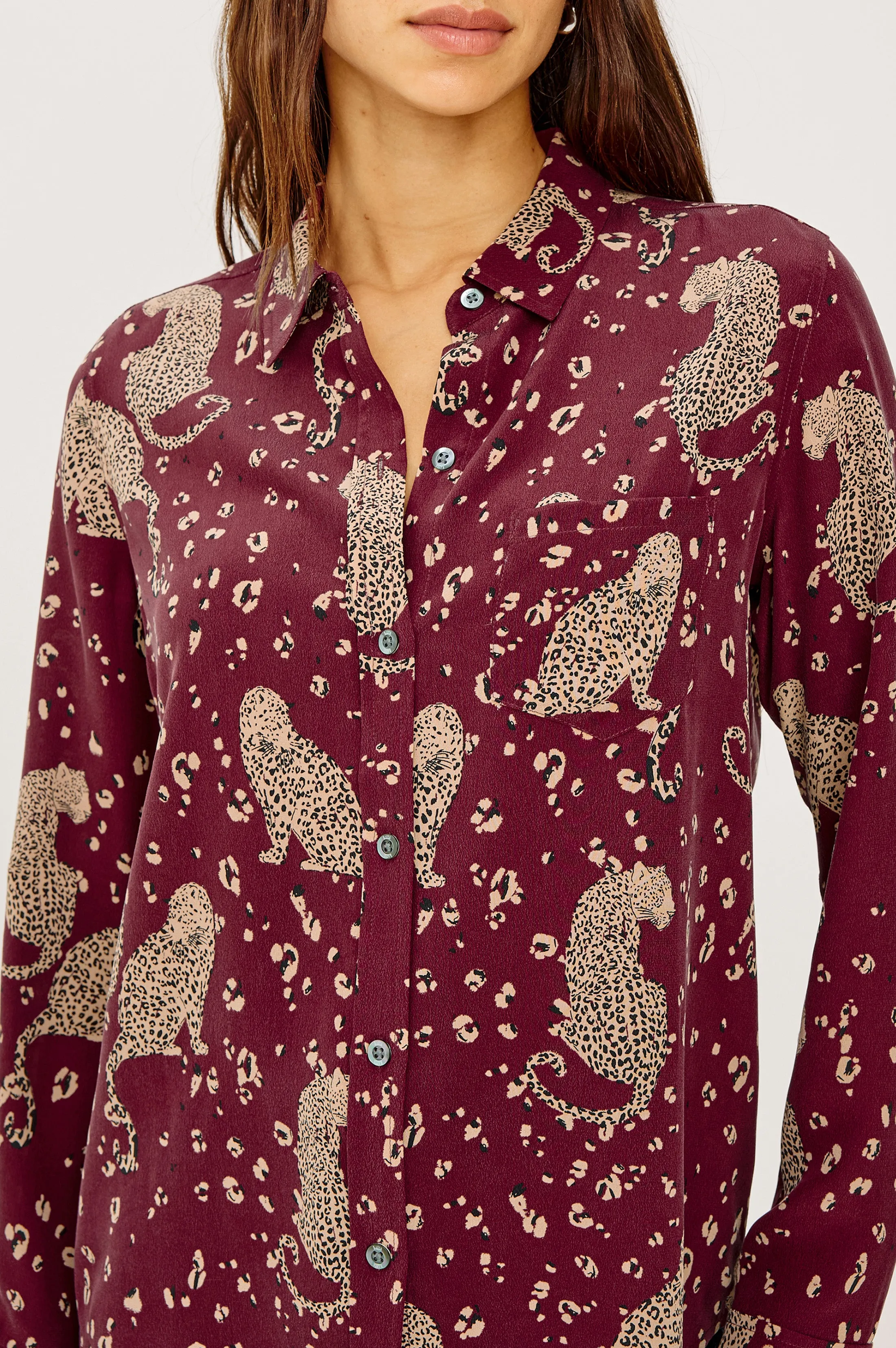KATE SHIRT - OXBLOOD LEOPARD sold by Rails product image thumbnail 2