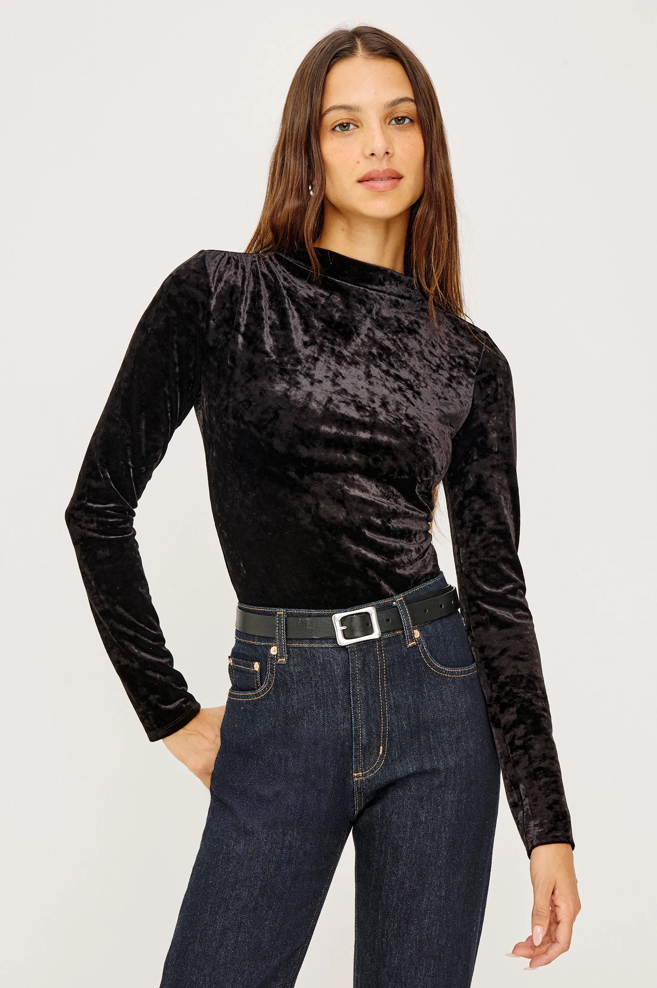 JOELLE TOP - BLACK VELVET sold by Rails product image thumbnail 3