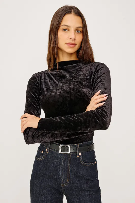 JOELLE TOP - BLACK VELVET sold by Rails