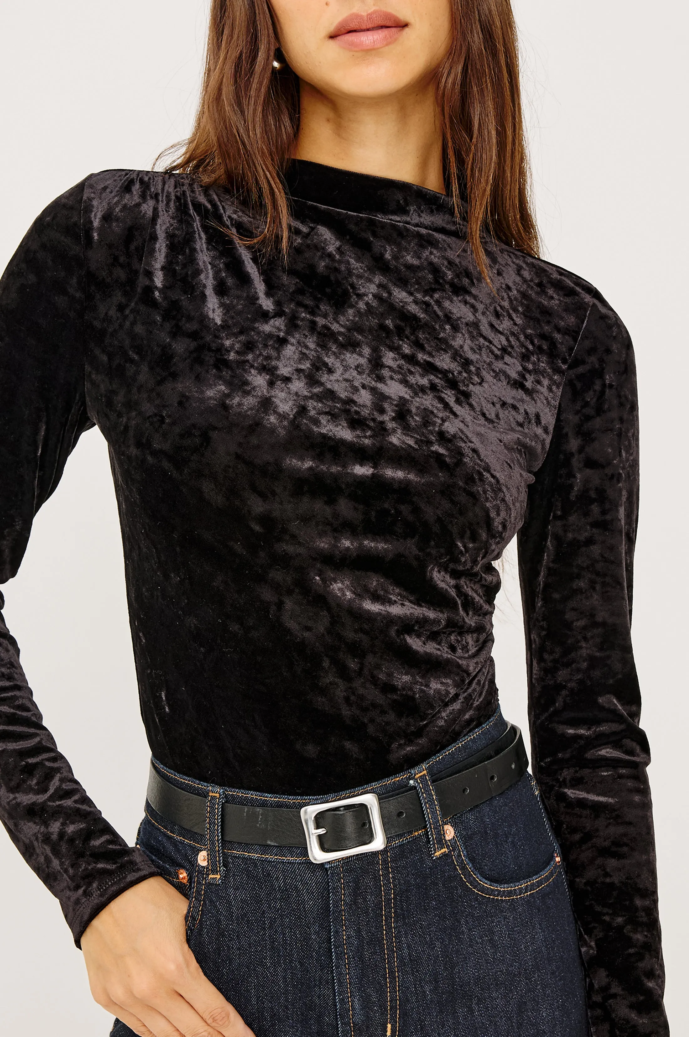JOELLE TOP - BLACK VELVET sold by Rails product image thumbnail 2