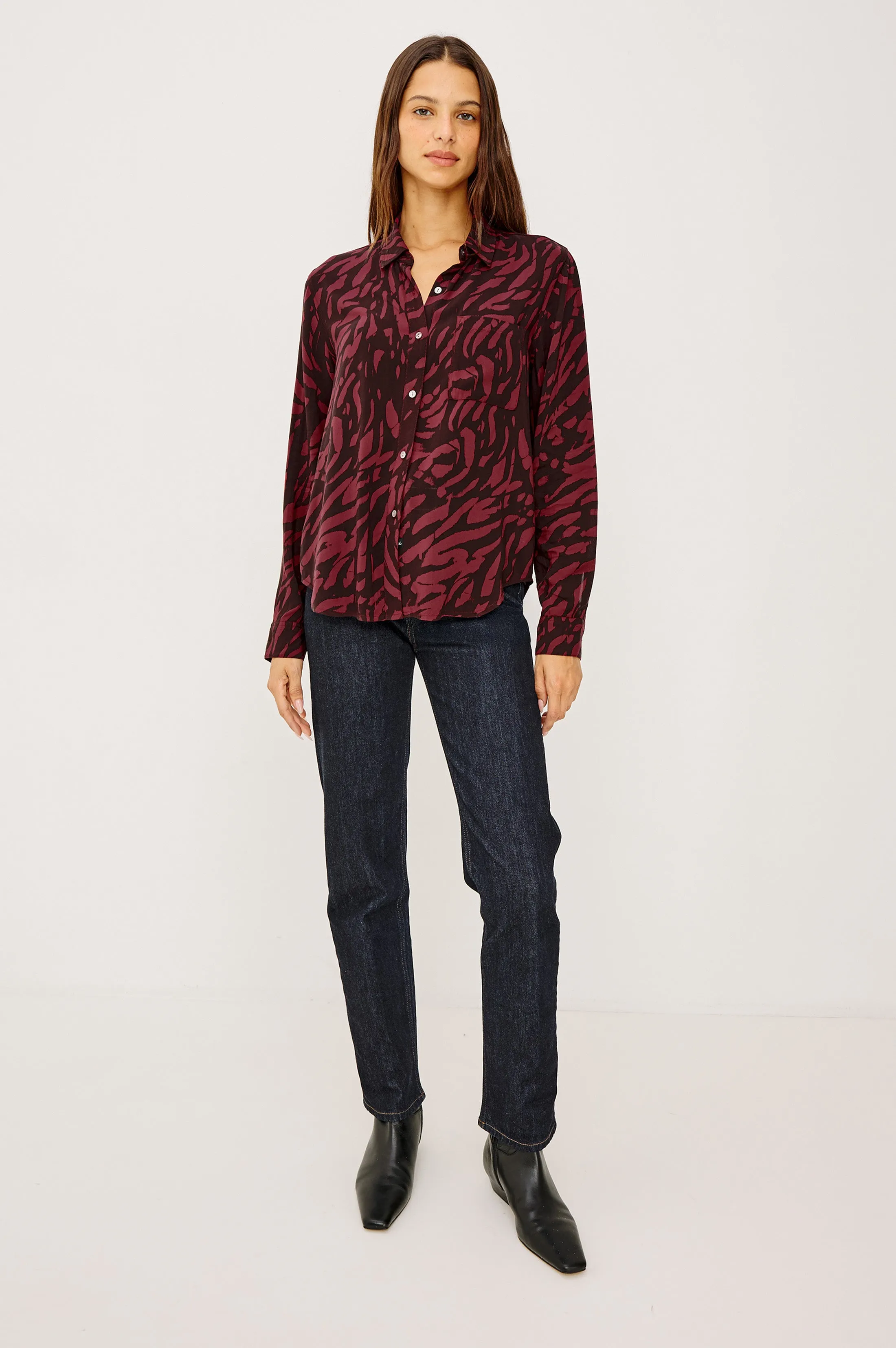 JOSEPHINE SHIRT - OXBLOOD TIGER STRIPE sold by Rails product image thumbnail 4