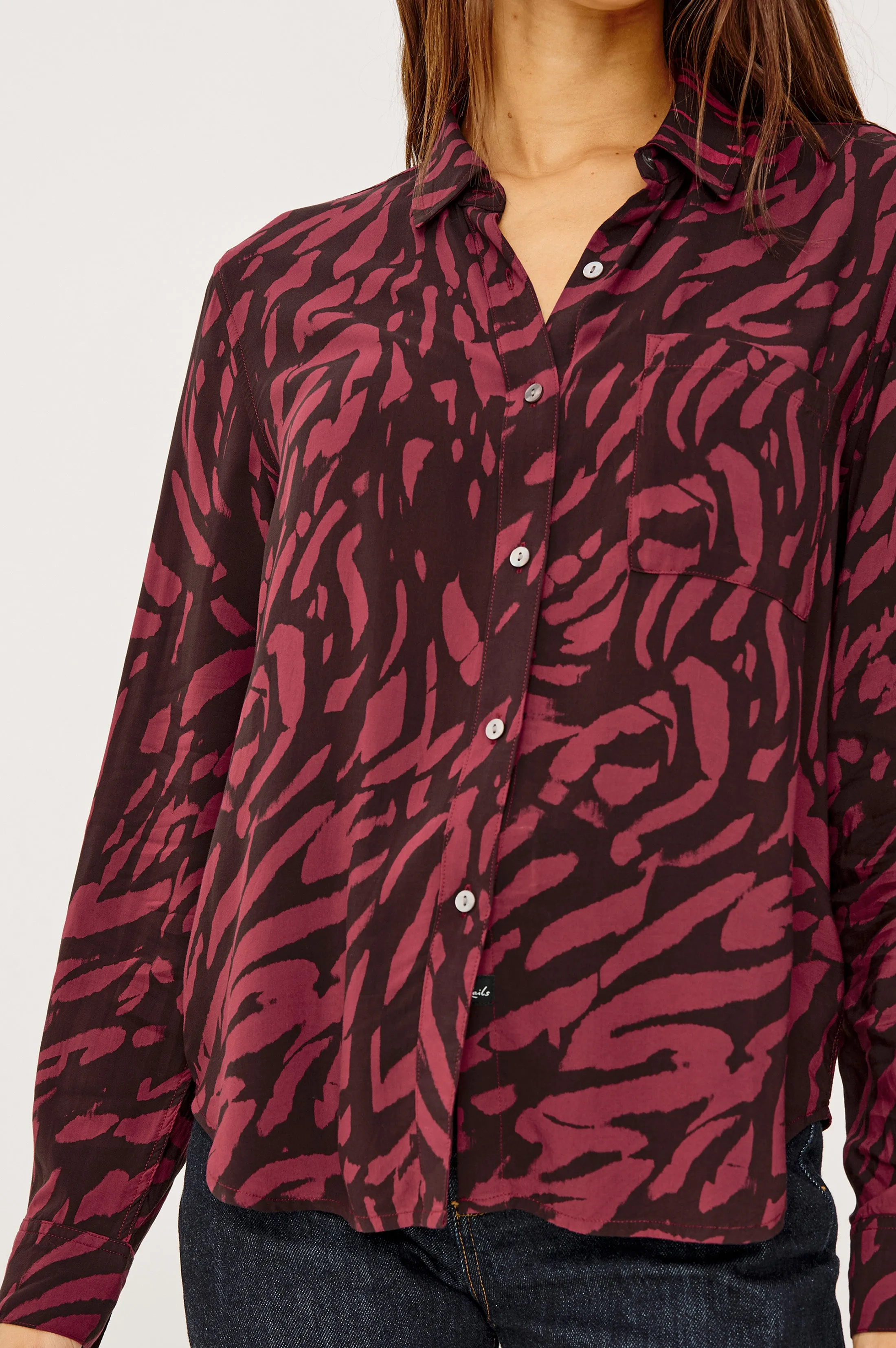 JOSEPHINE SHIRT - OXBLOOD TIGER STRIPE sold by Rails product image thumbnail 2