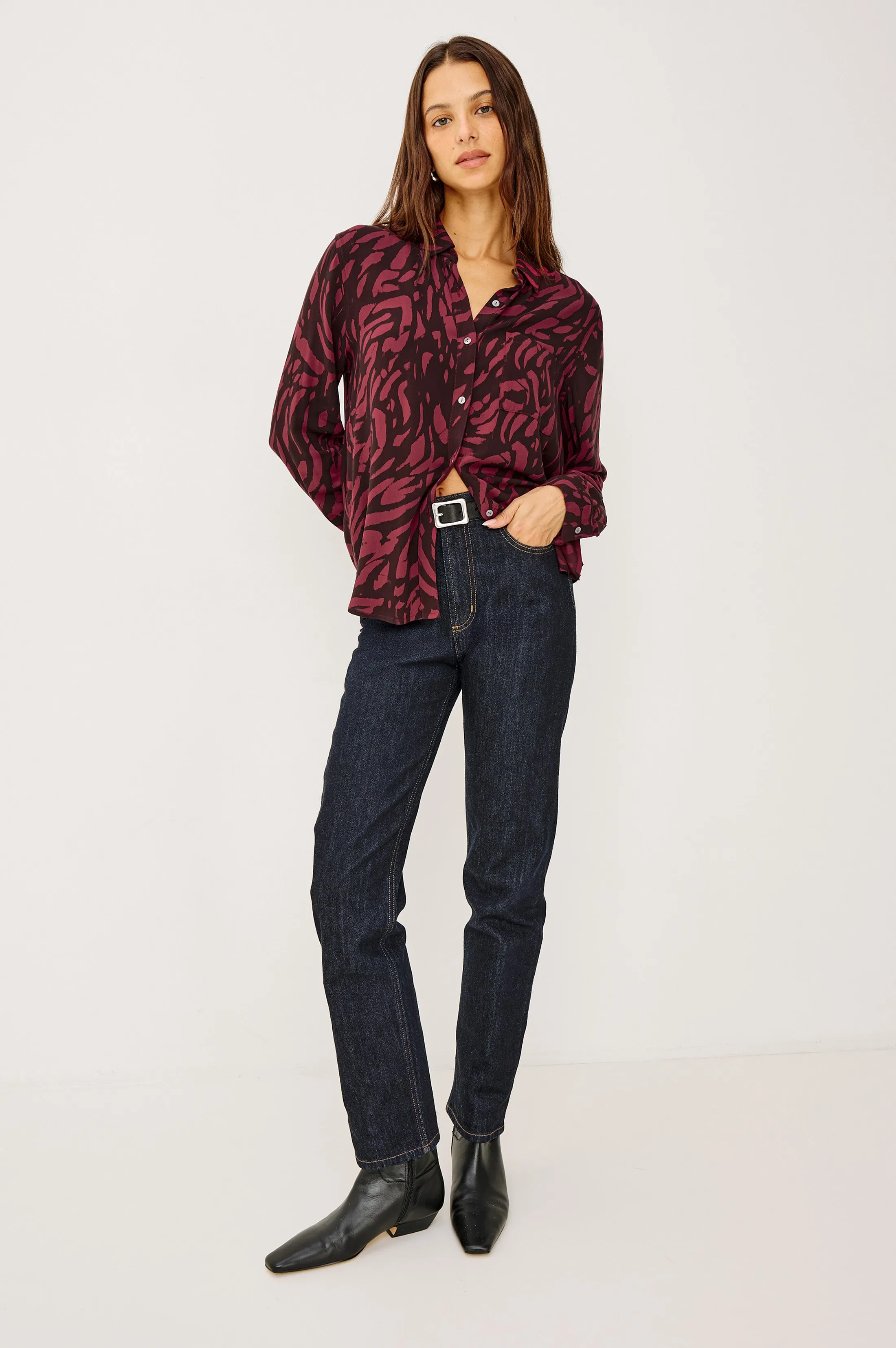 JOSEPHINE SHIRT - OXBLOOD TIGER STRIPE sold by Rails product image thumbnail 3
