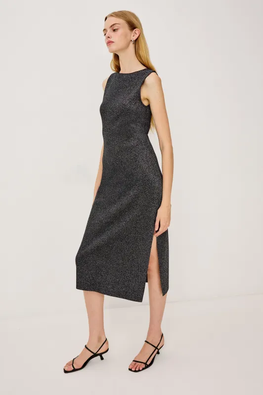 ALORA DRESS - GUNMETAL LUREX made by Rails