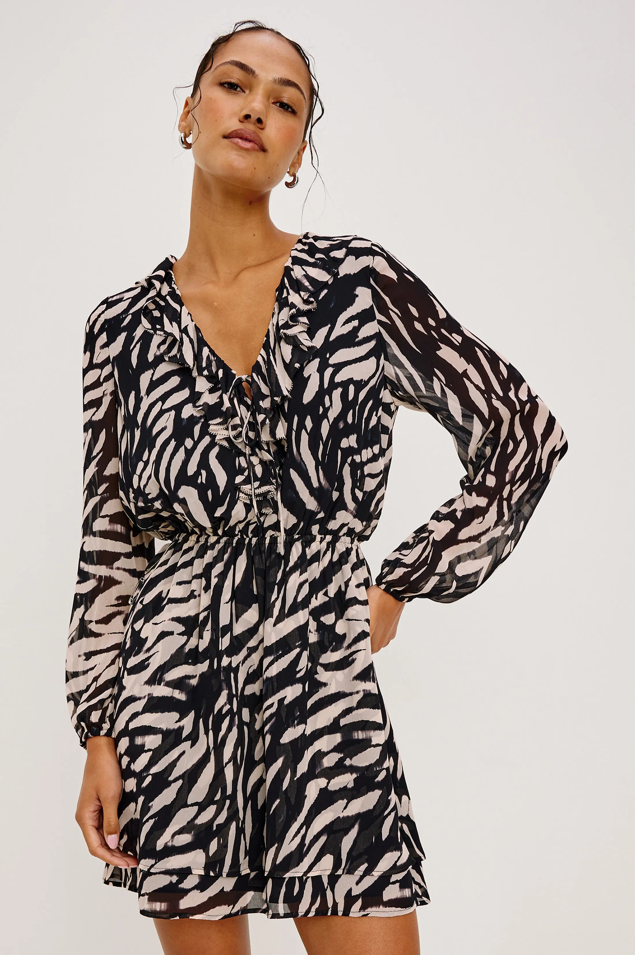 LUCRESIA DRESS - IVORY TIGER STRIPE sold by Rails