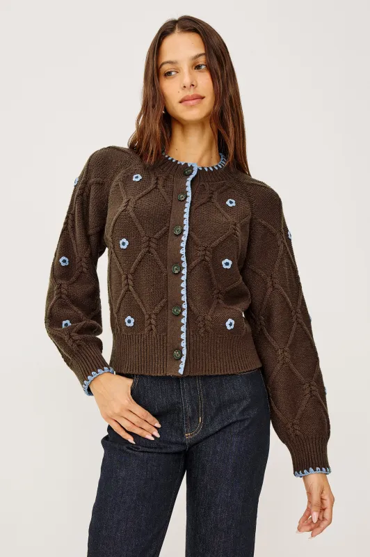 LAURIE CARDIGAN - WALNUT DAISY sold by Rails
