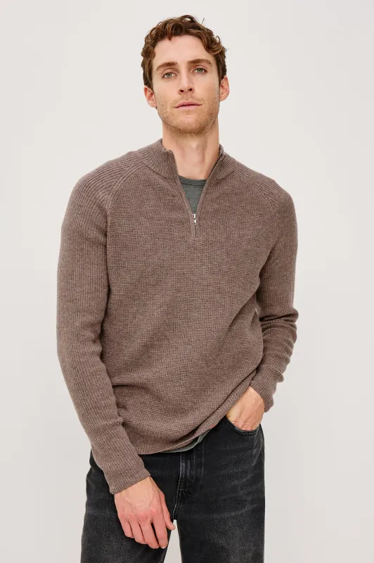 STARK QUARTER ZIP - BROWN MELANGE sold by Rails