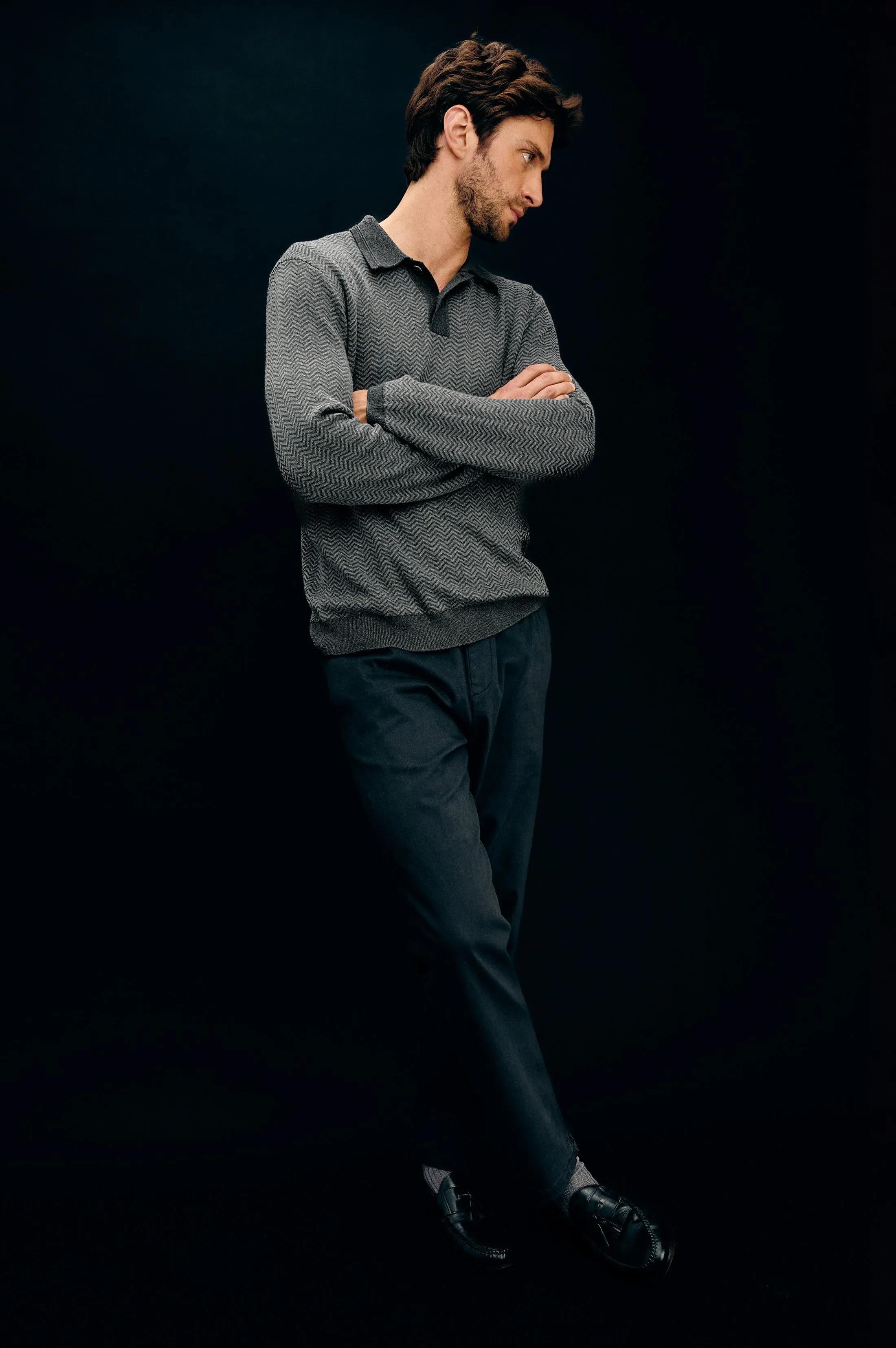 HERRINGTON SWEATER - CHARCOAL HERRINGBONE MELANGE sold by Rails product image thumbnail 5