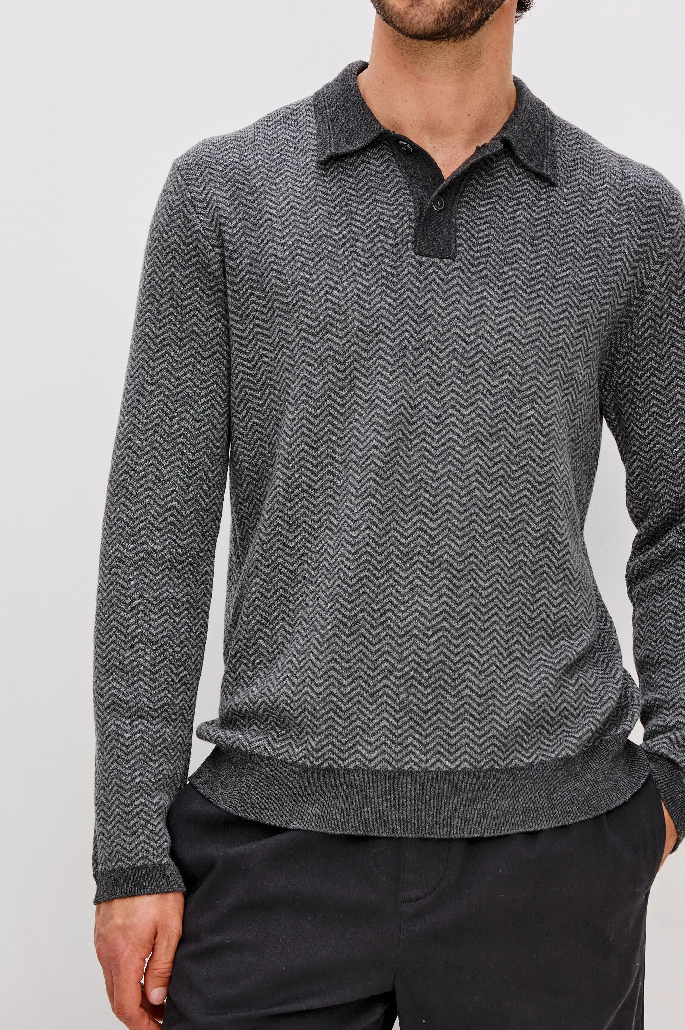 HERRINGTON SWEATER - CHARCOAL HERRINGBONE MELANGE sold by Rails product image thumbnail 2