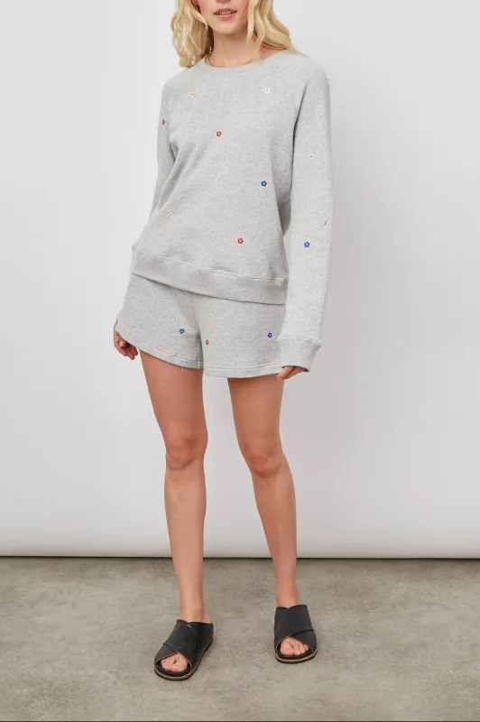 THEO SWEATSHIRT - HEATHER GREY DAISIES EMBROIDERY sold by Rails