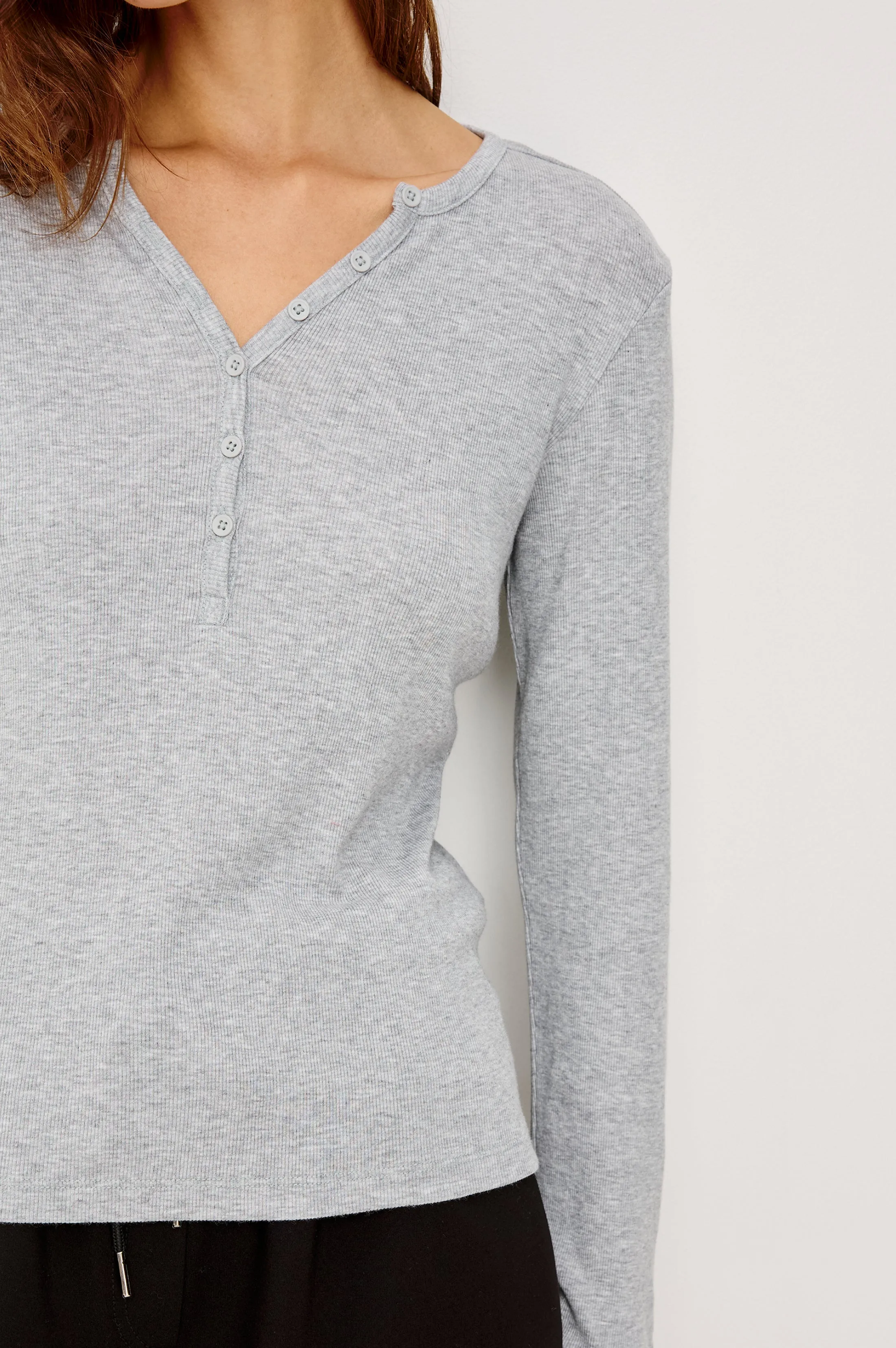 LOUNGE HENLEY - HEATHER GREY sold by Rails product image thumbnail 2