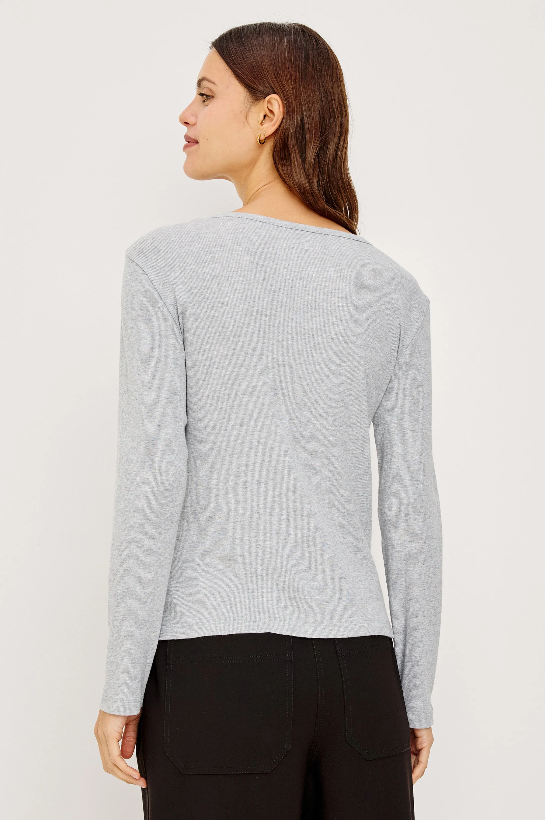 LOUNGE HENLEY - HEATHER GREY sold by Rails product image thumbnail 4