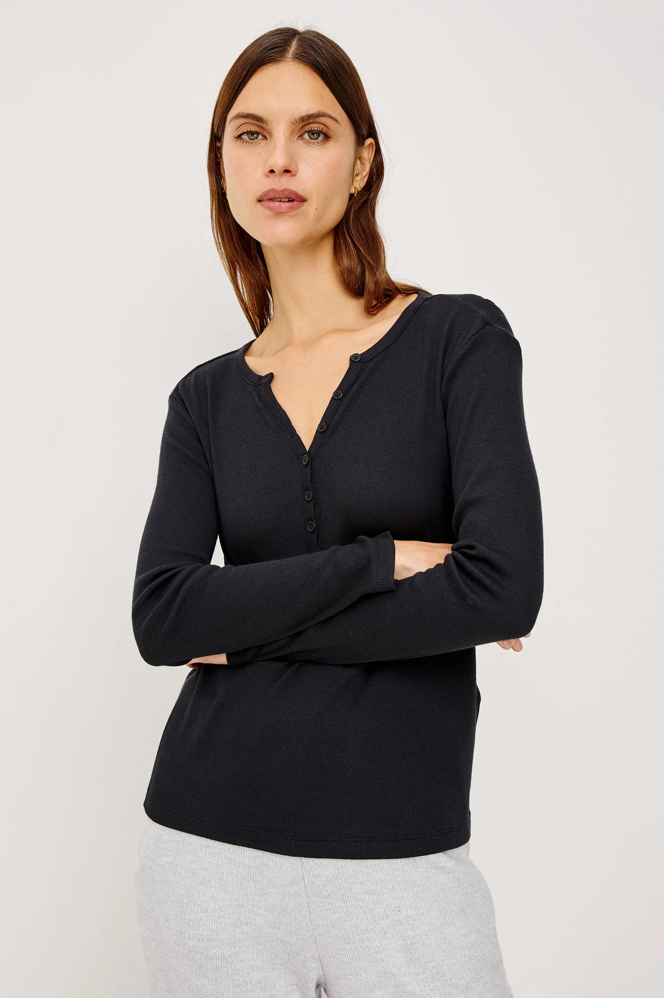 LOUNGE HENLEY - BLACK sold by Rails product image thumbnail 2