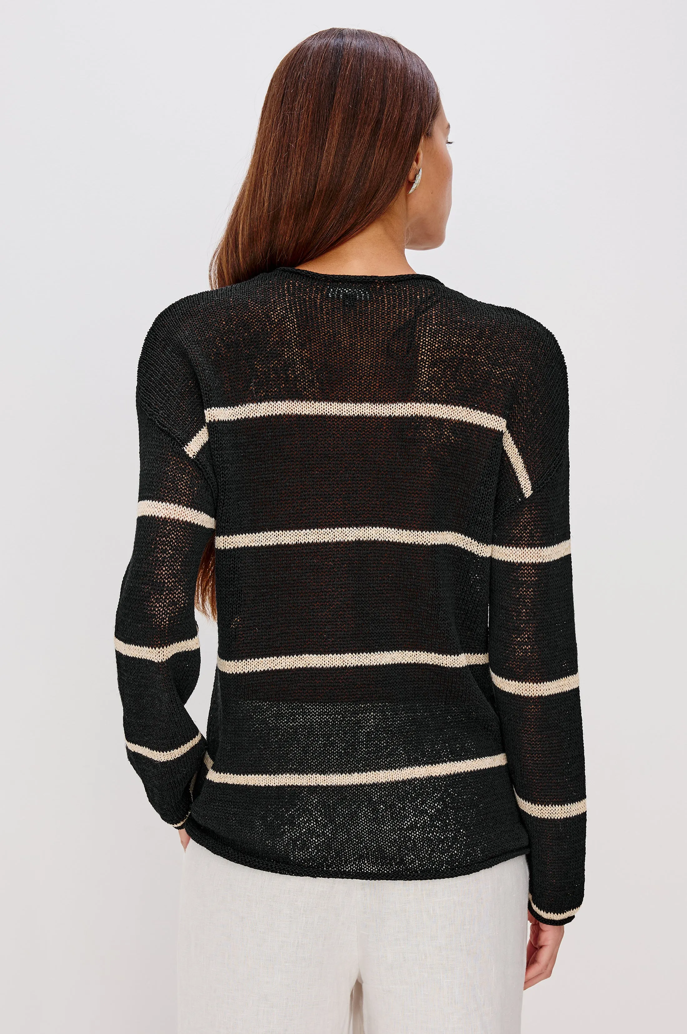 EVANGELINE SWEATER - BLACK LINEN STRIPE sold by Rails product image thumbnail 5