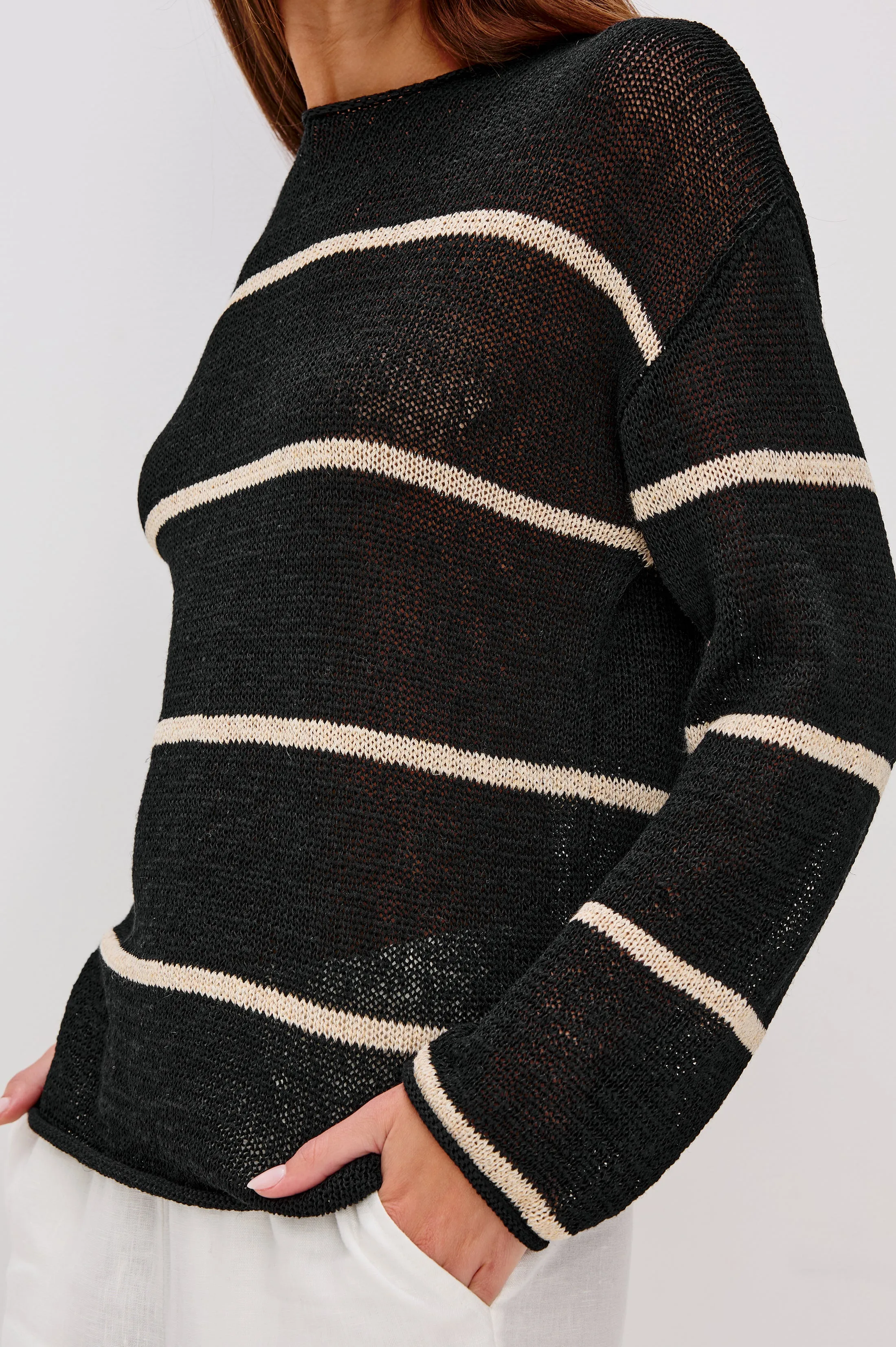 EVANGELINE SWEATER - BLACK LINEN STRIPE sold by Rails product image thumbnail 2